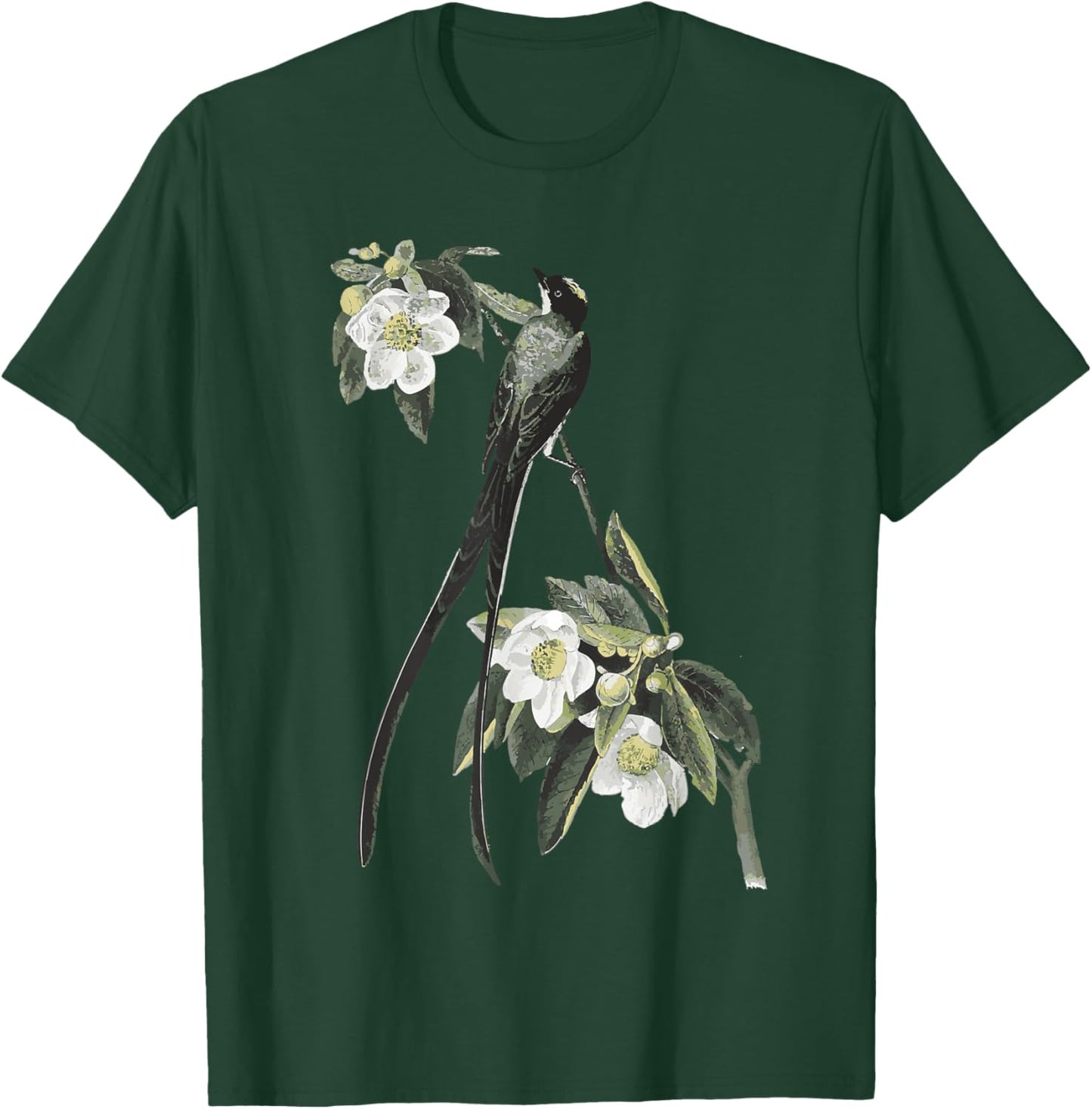 Fork Tailed Flycatcher Scissortail Garden Flower Bird Lover T-Shirt - T-Shirt | Forest