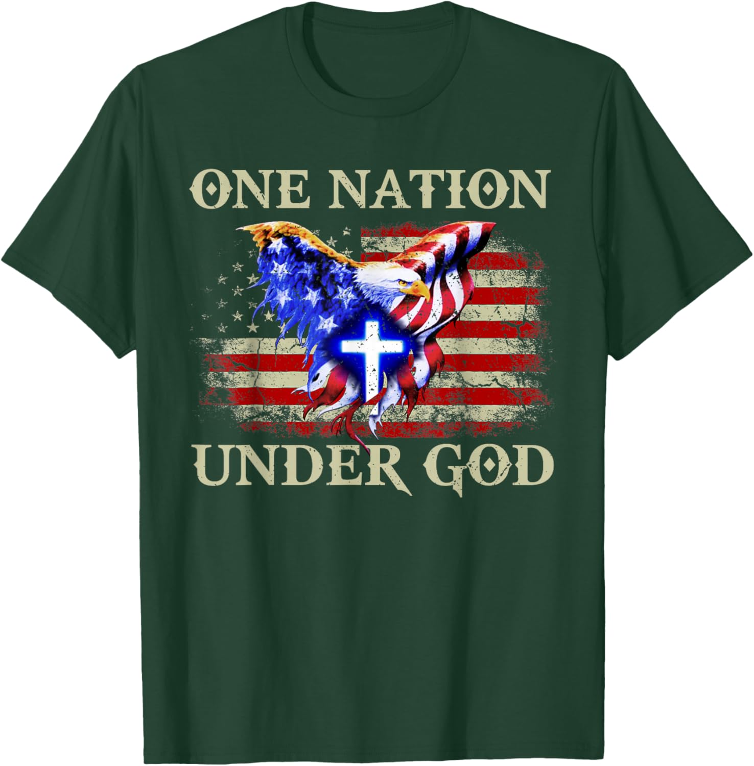 one Nation Under god Patriotic USA Christian T-Shirt - T-Shirt | Forest