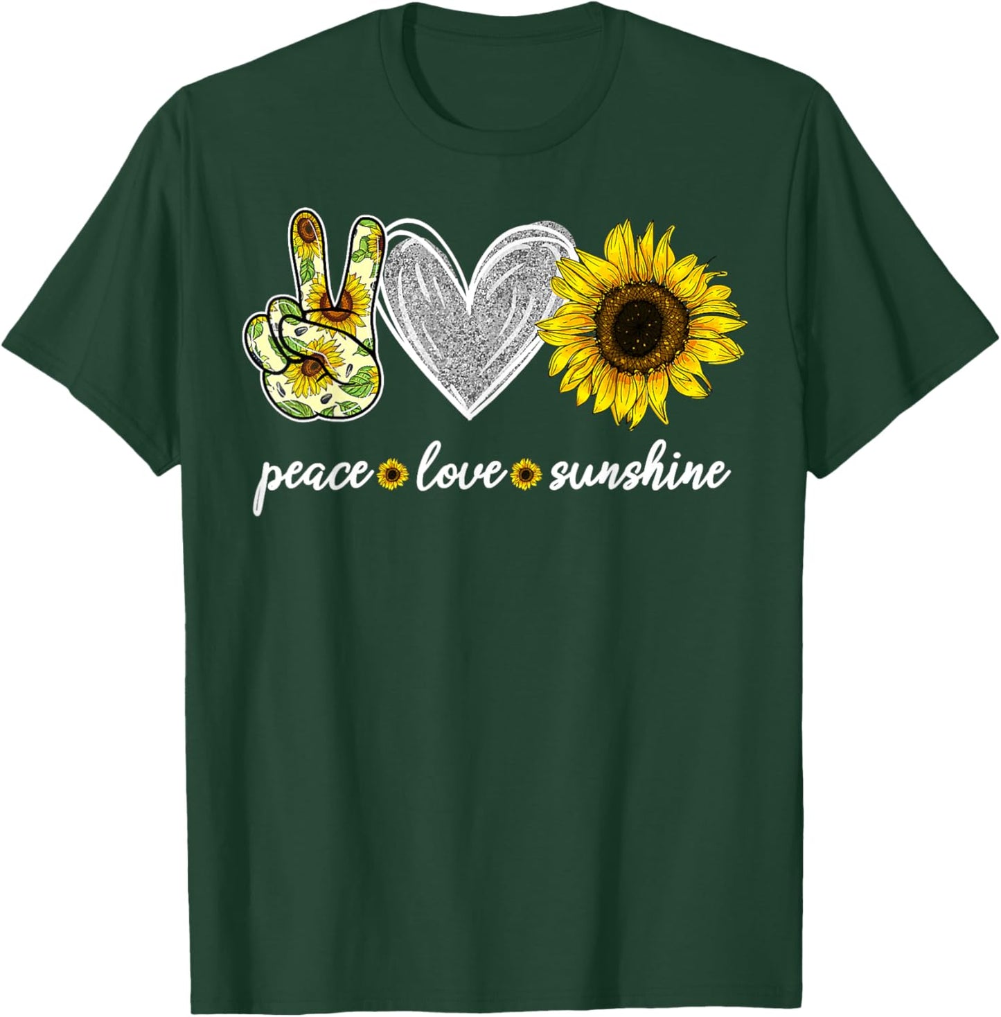 Peace Love Sunshine Sunflower Hippie Sunflower Lover Gifts T-Shirt - T-Shirt | Forest