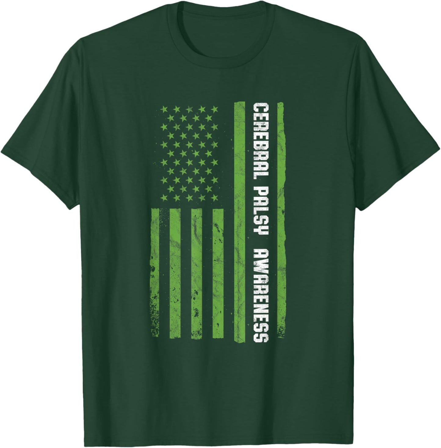 Cerebral Palsy Awareness Month American Flag CP T-Shirt - T-Shirt | Forest