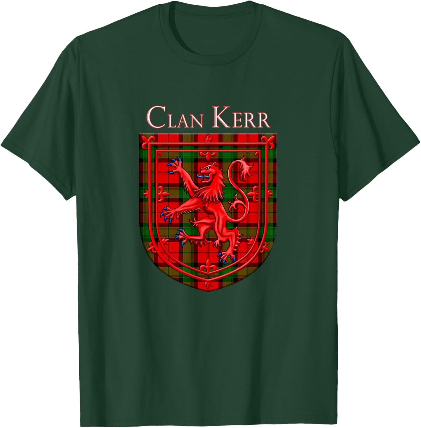 Kerr Tartan Scottish Plaid Lion Rampant T-Shirt - T-Shirt | Forest