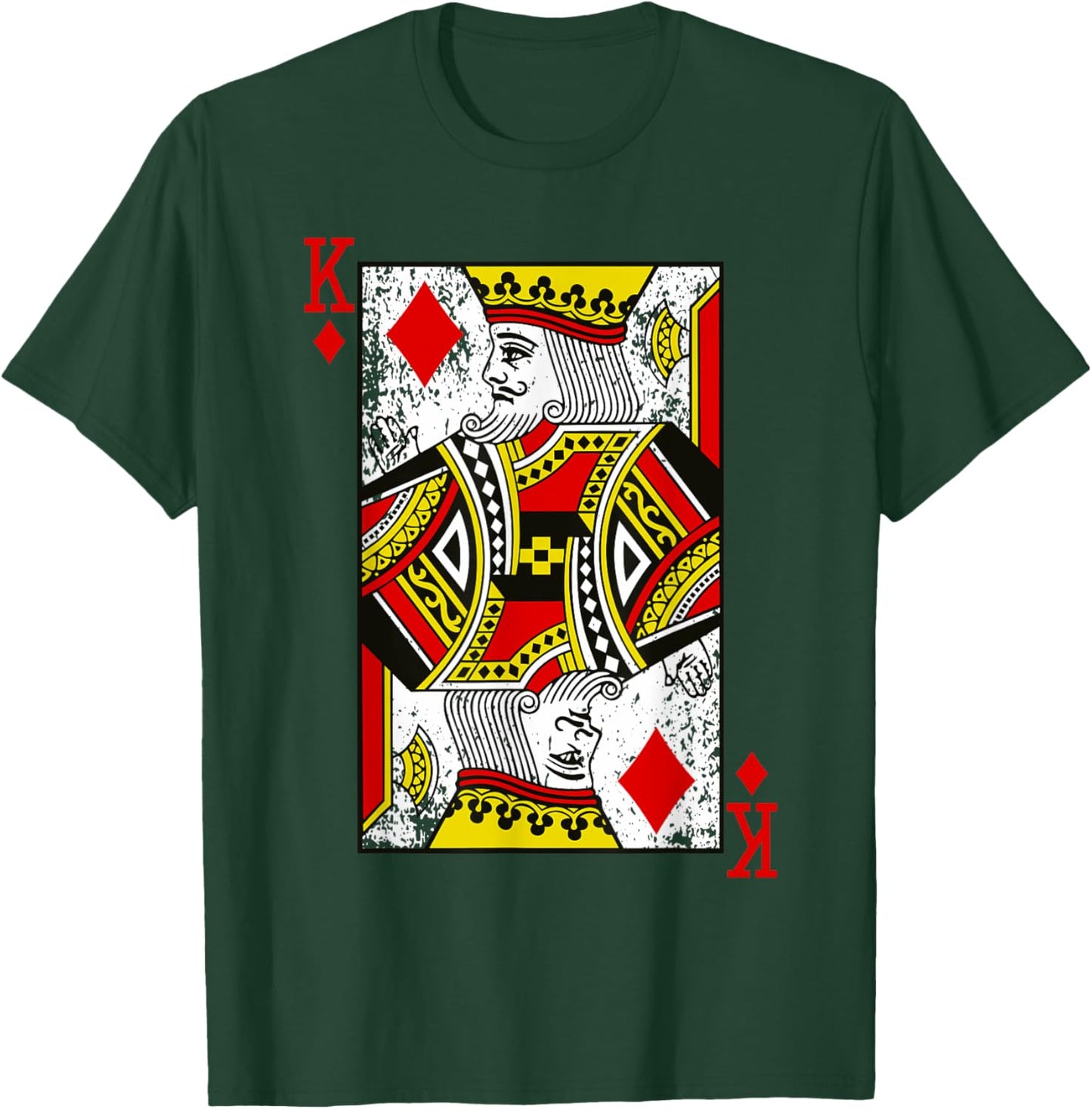 King of Diamonds Playing Card Distressed T-Shirt - T-Shirt | Forest
