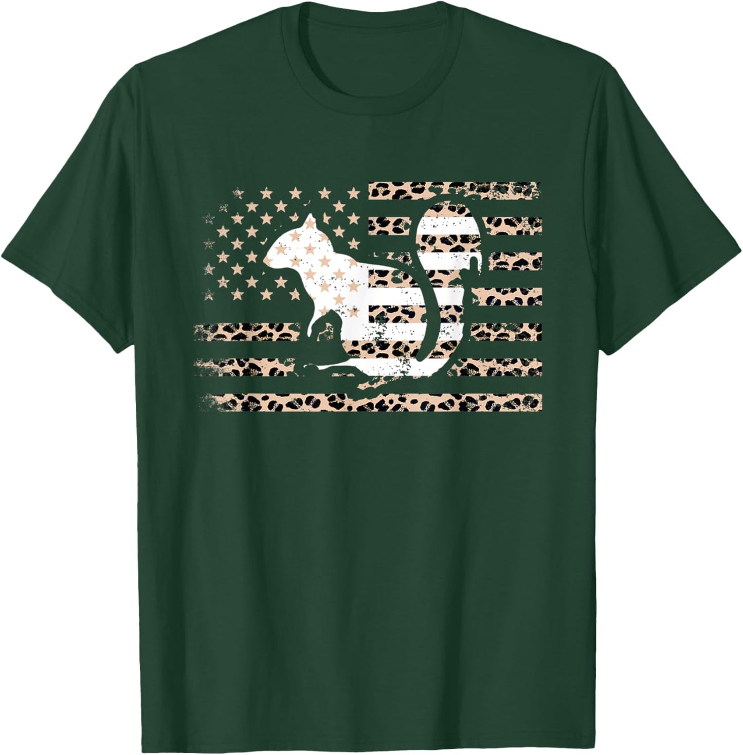 Squirrel American Flag Leopard Print US Flag Squirrel Lovers Kids Men T-Shirt - T-Shirt | Forest