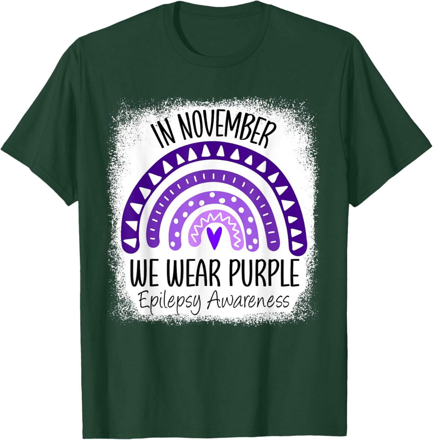 Rainbow In November We Wear Purple Epilepsy Awareness Ribbon T-Shirt - T-Shirt | Forest