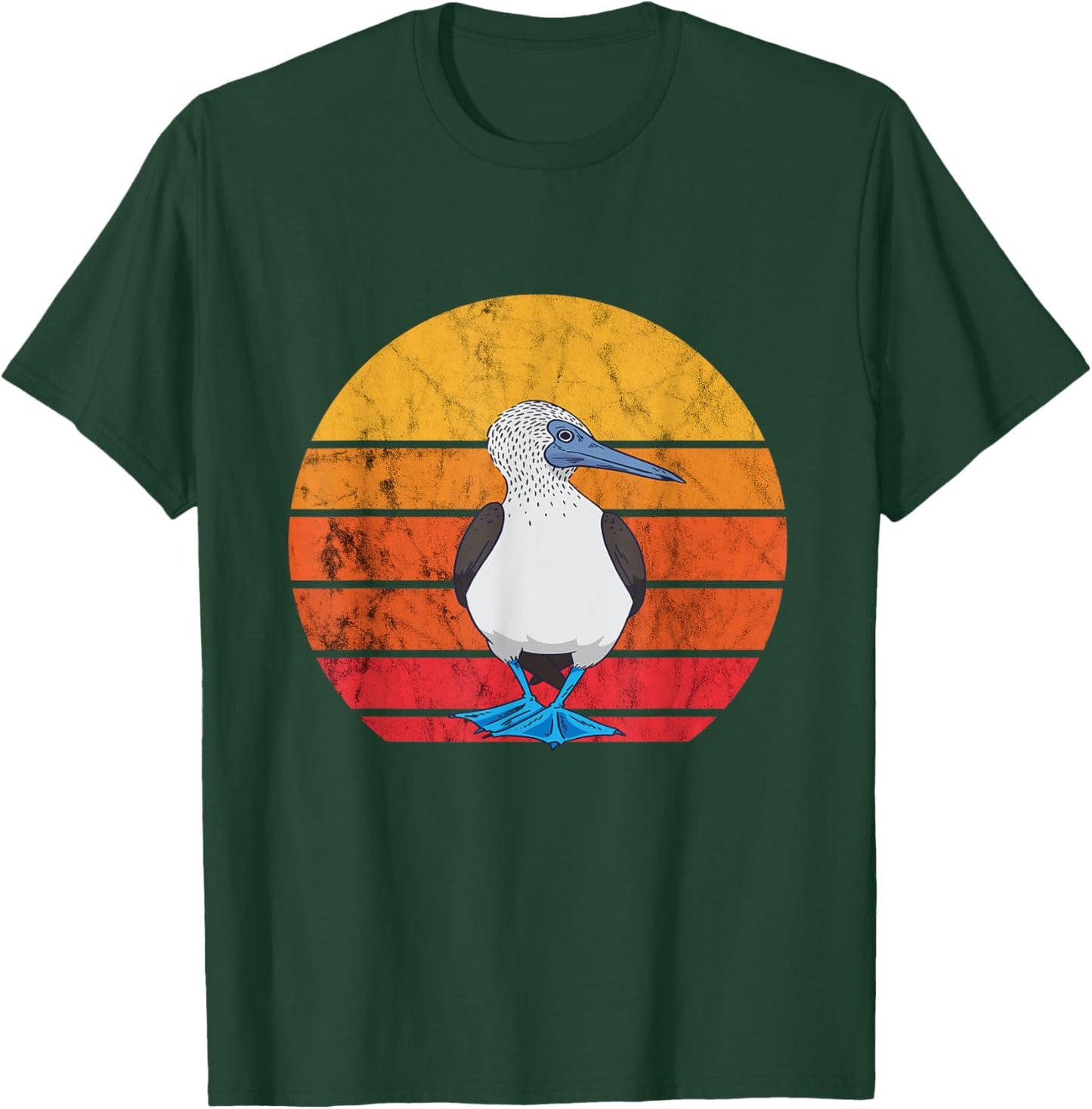 Blue Footed Boobies Tropical Sea Bird Retro Vintage Sunset T-Shirt - T-Shirt | Forest