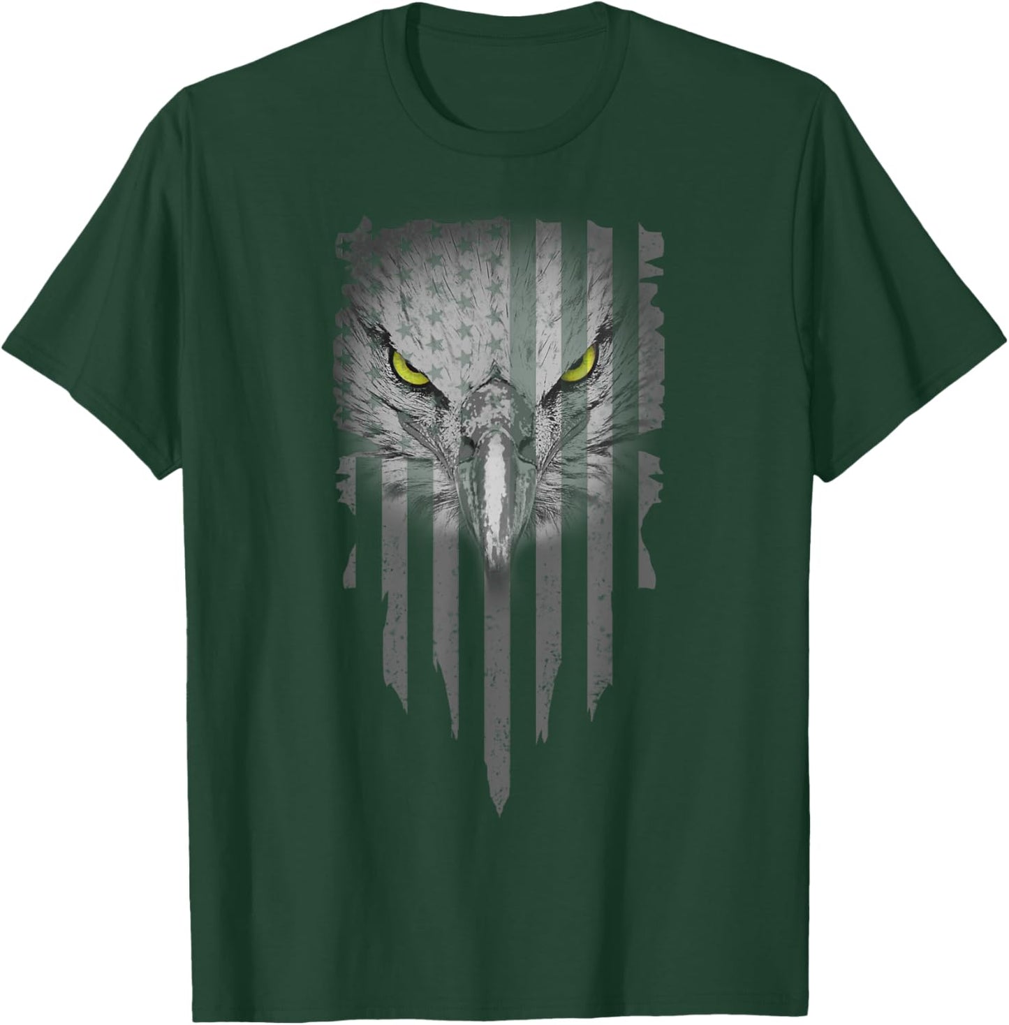 American Bald Eagle Eyes Design USA Flag Patriotic Women Girls Kids Men T-Shirt - T-Shirt | Forest