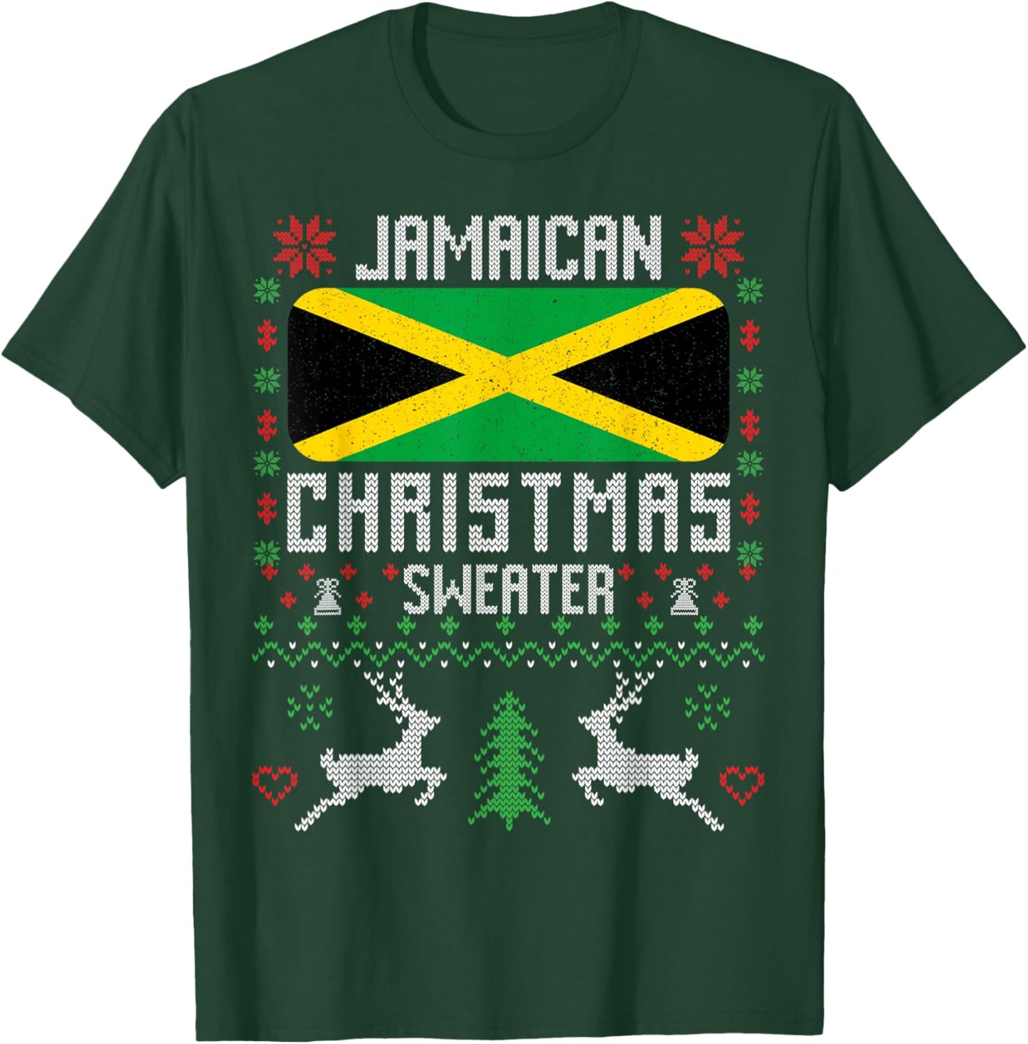Jamaica Flag Jamaican Christmas Sweater T-Shirt - T-Shirt | Forest