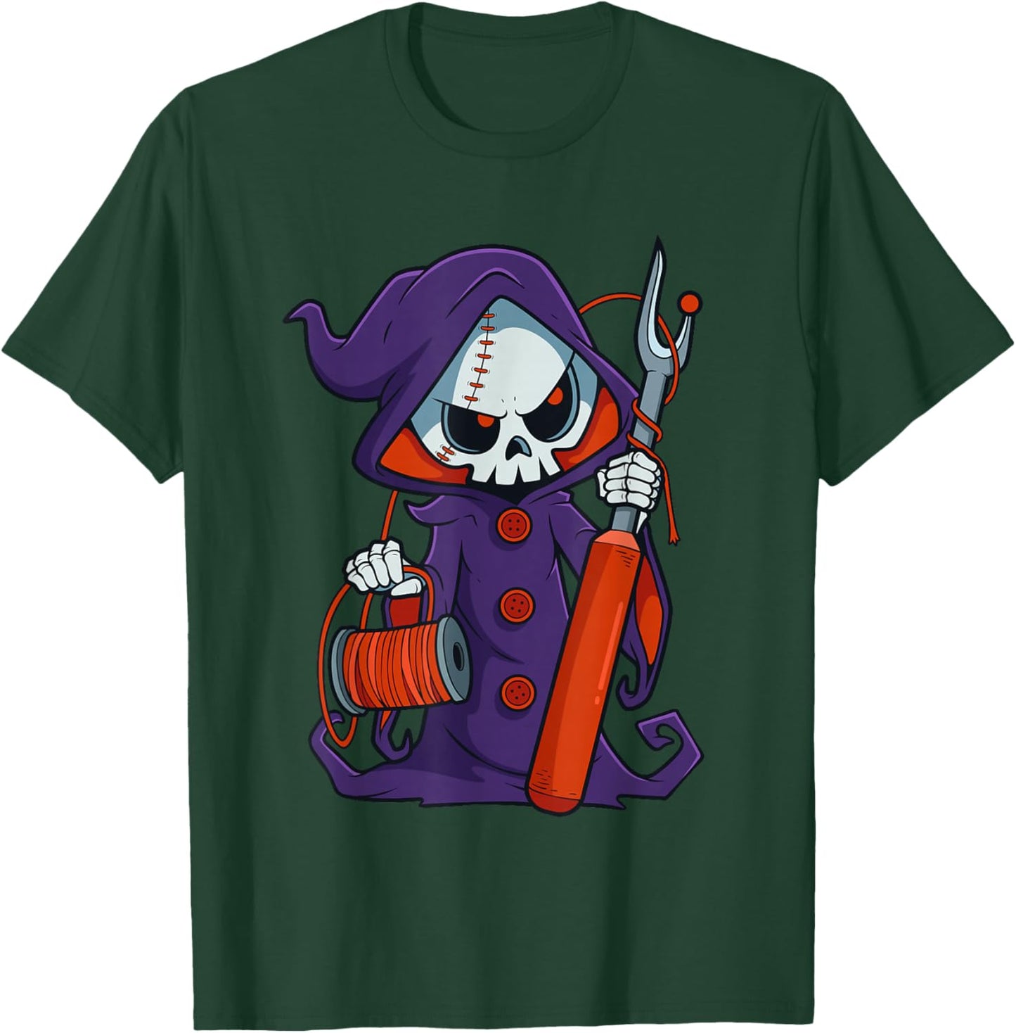 Funny Quilting Sewing Grim Reaper Seam Ripper Crafting T-Shirt - T-Shirt | Forest