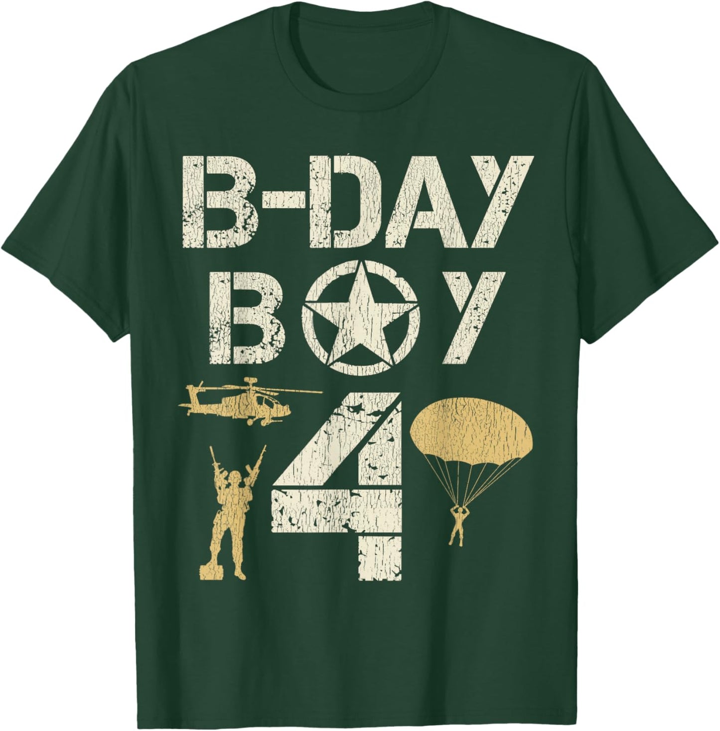 4 Year Old Soldier Birthday Boy 4th Birthday Kids Army Camo T-Shirt - T-Shirt | Forest