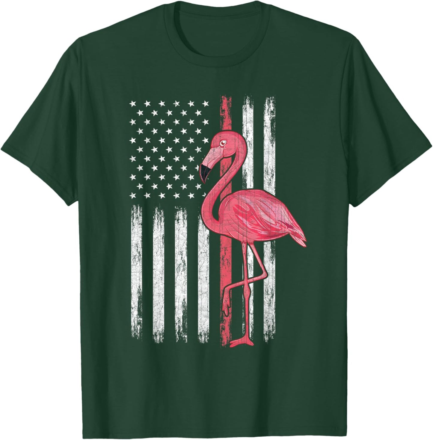 American Flag Pink Flamingo Independence Day 4th Of July T-Shirt - T-Shirt | Forest