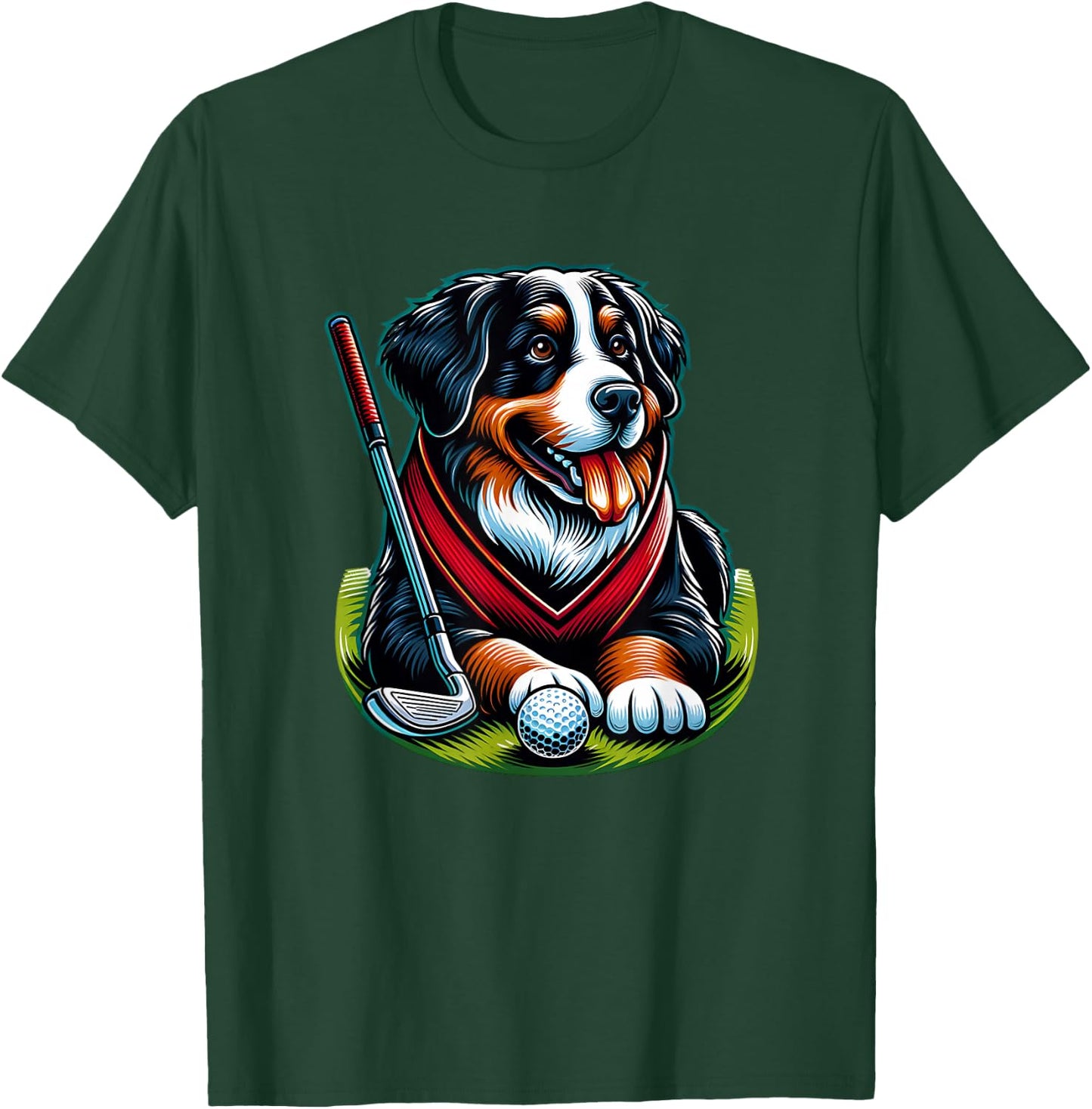 Cool Golfer With Bernese Mountain Dog T-Shirt - T-Shirt | Forest