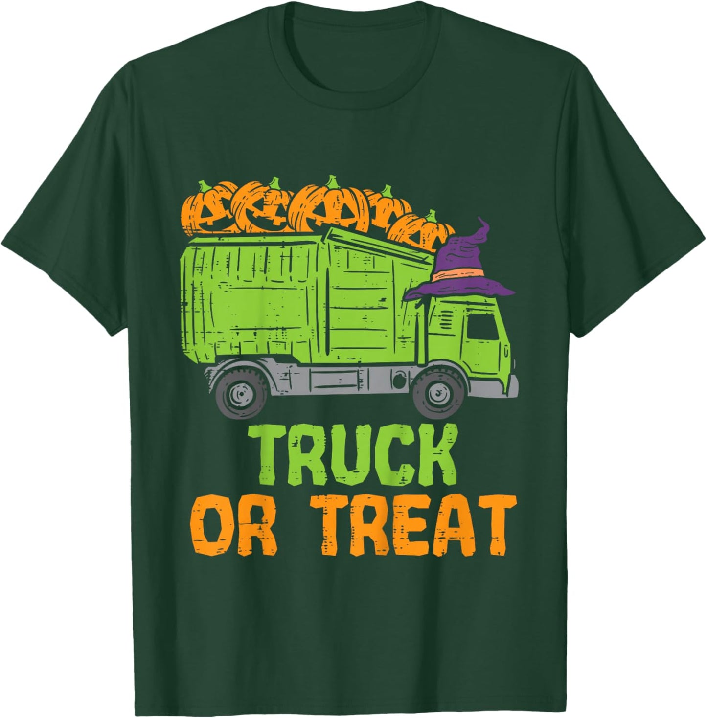 Kids Garbage Truck Pumpkins Toddler Baby Boys Halloween Kids T-Shirt - T-Shirt | Forest