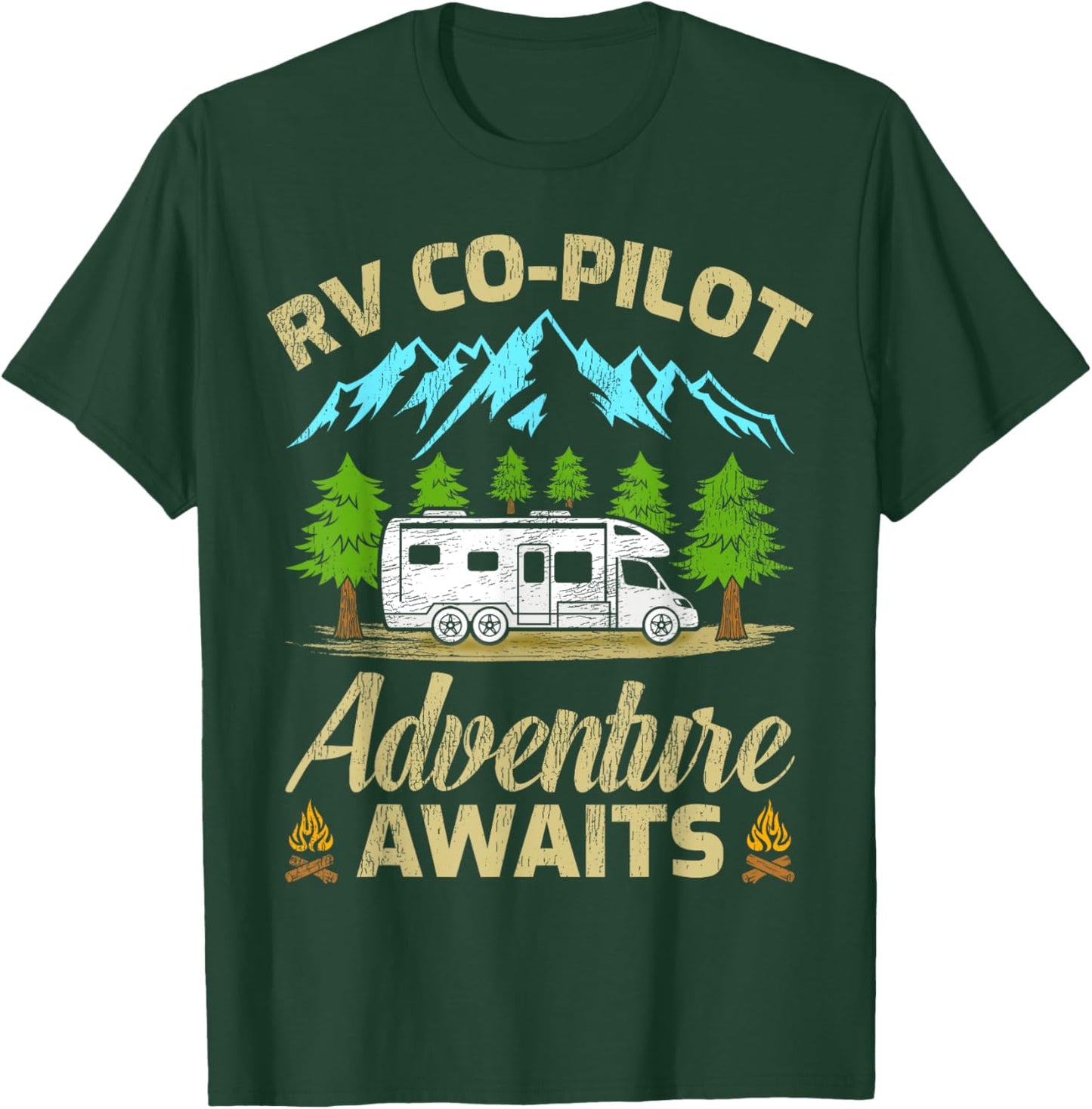 Funny RV Co-Pilot Adventure Awaits RV Camping T-Shirt - T-Shirt | Forest