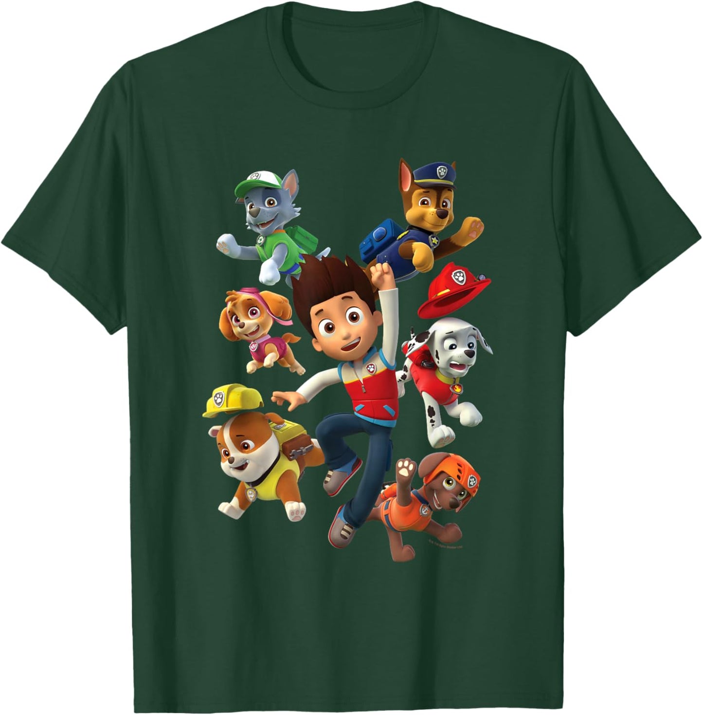 Paw Patrol PAW Patrol Ryder's Pups Boys Black Cotton Polyester , Small, Short Sleeve T-Shirt - T-Shirt | Forest