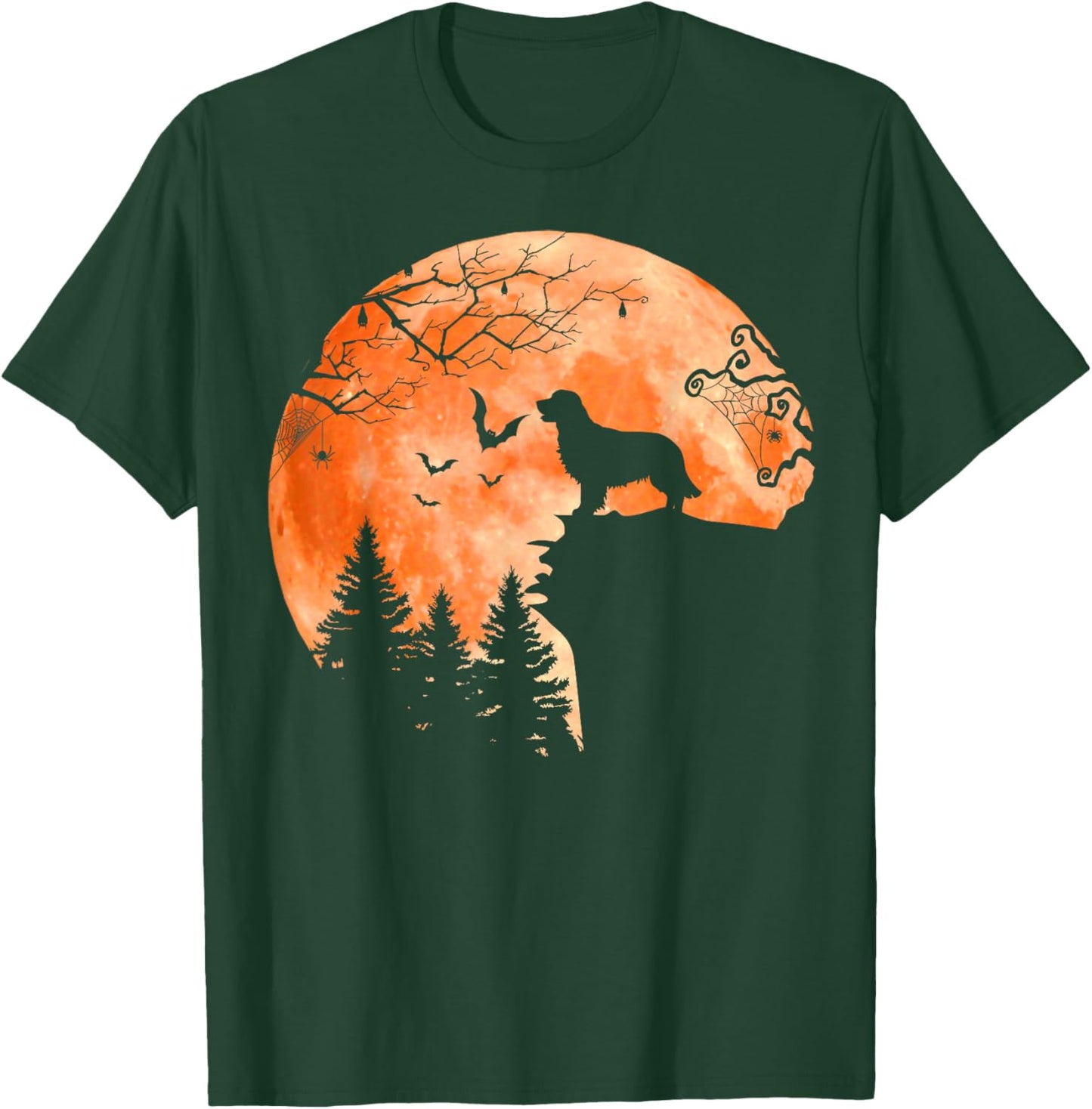 Golden Retriever and Moon Silhouette Dog Lover Halloween Women Kids T-Shirt - T-Shirt | Forest