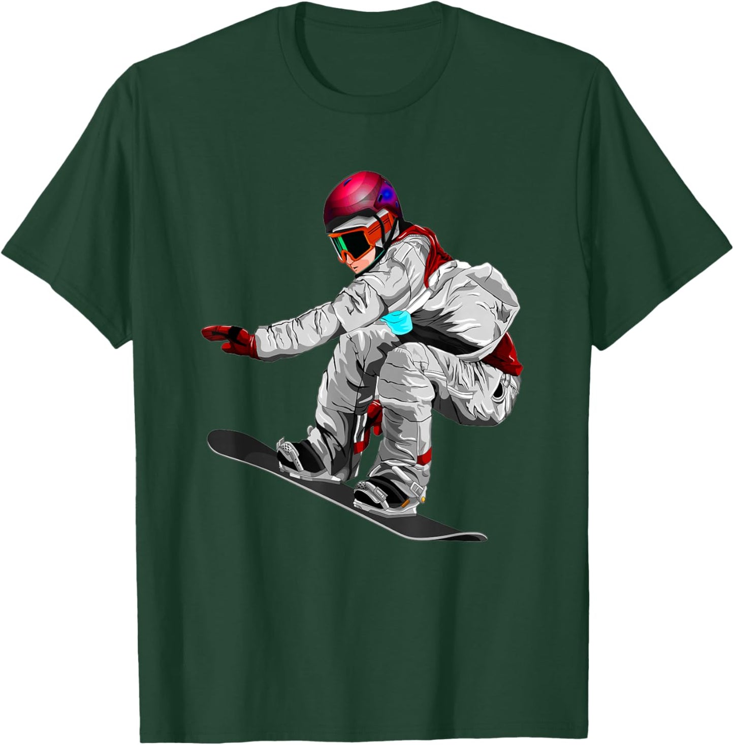 Kids Snowboard Novelty Winter Snowboarding Youth Men Boys T-Shirt - T-Shirt | Forest