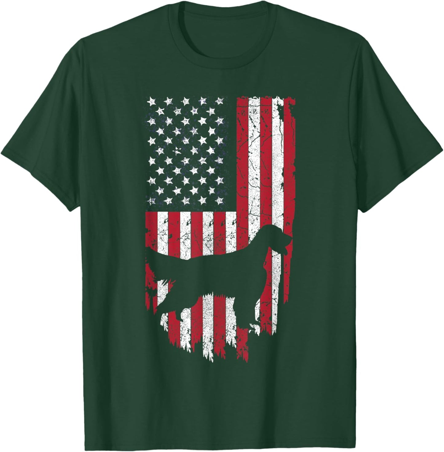 English Setter Dog Silhouette Shirts, 4th Of July USA Flag Kids Men T-Shirt - T-Shirt | Forest