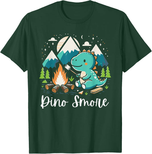 Dino Smore Funny Camping Dinosaur Camper Campfire T-Shirt - T-Shirt | Forest