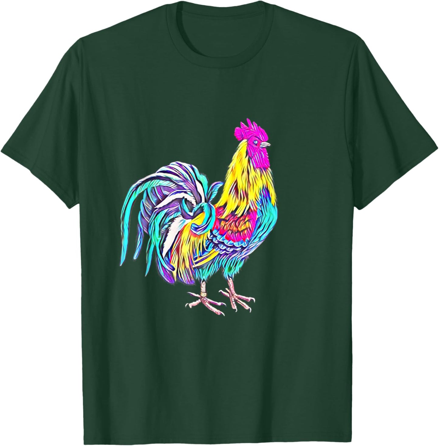 Rooster Chicken Farmer colorful Farm Animals Chickens T-Shirt - T-Shirt | Forest