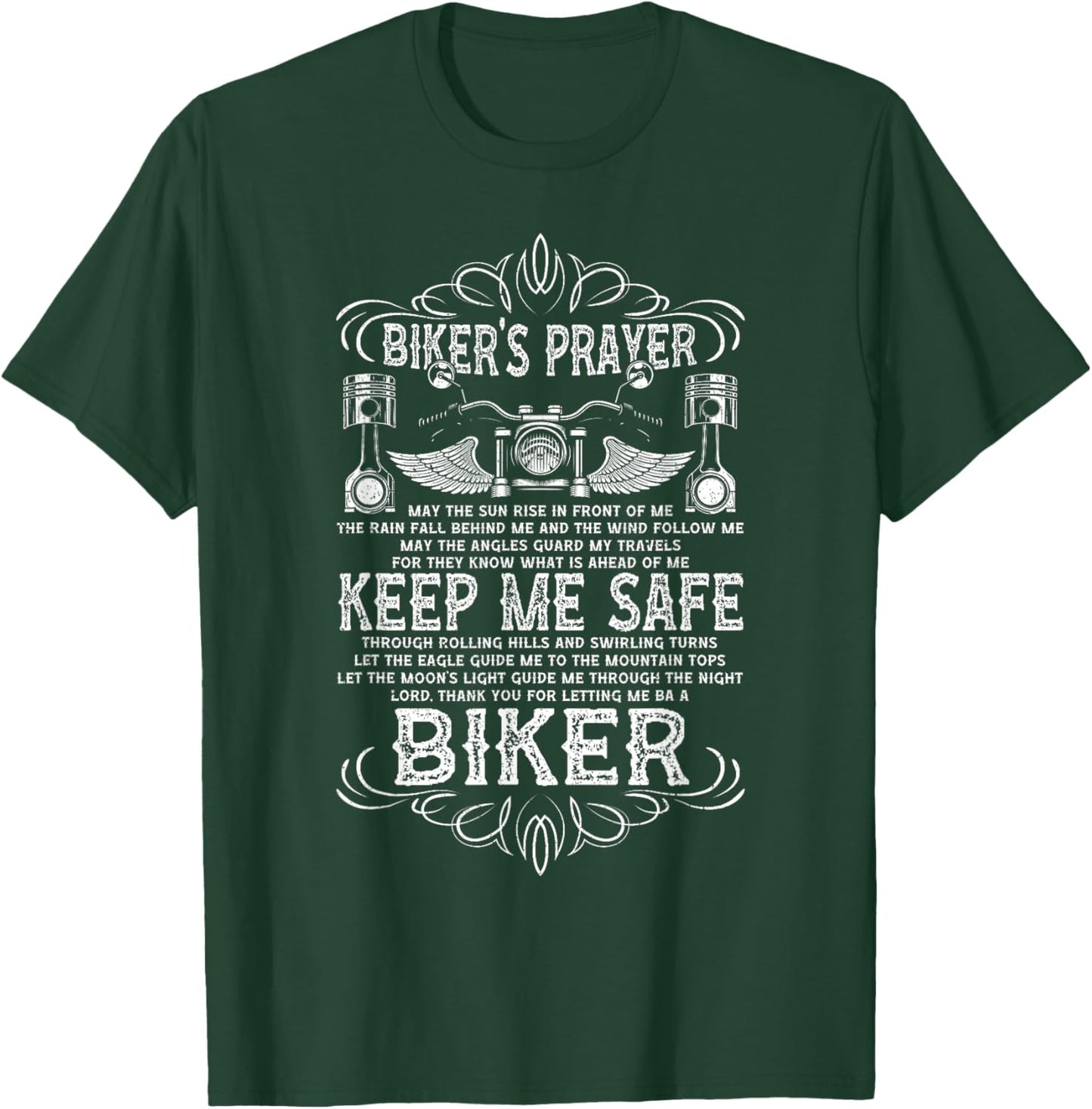 Bikers Prayer Vintage Motorcycling Biker T-Shirt - T-Shirt | Forest
