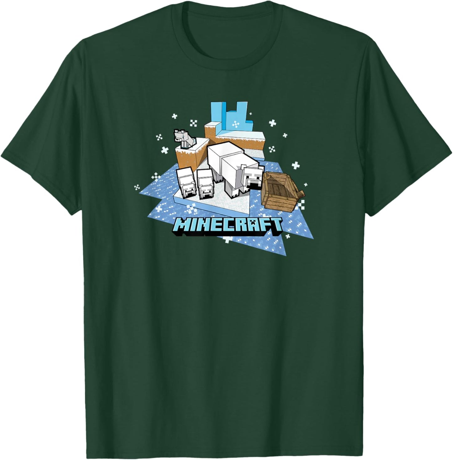 Minecraft Winter Mobs Polar Bears and Wolf T-Shirt - T-Shirt | Forest