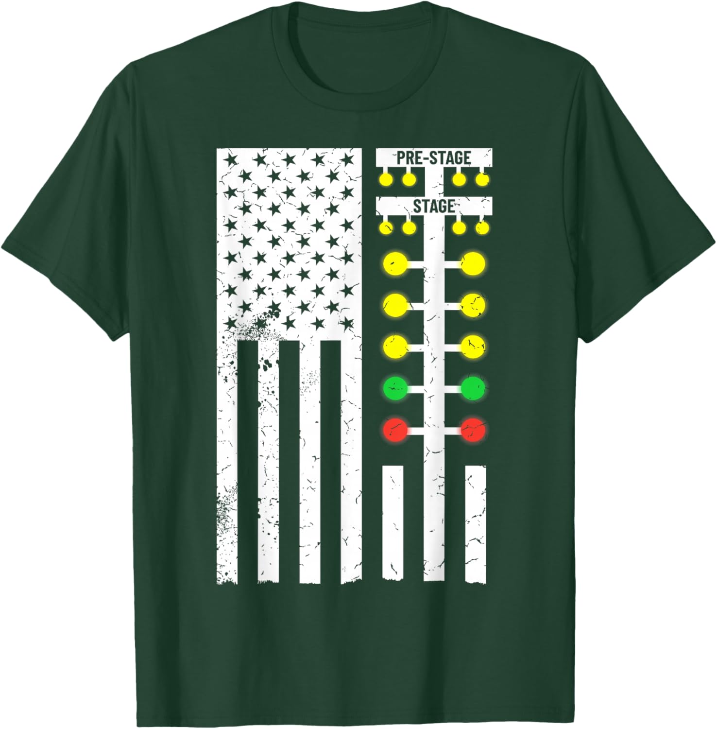 Drag Racing Flag American Drag Race Track Strip Light Tree T-Shirt - T-Shirt | Forest