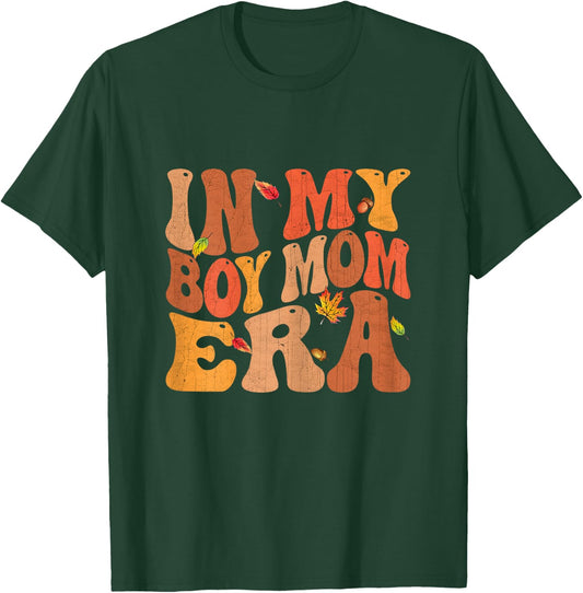 In My Boy Mom Era Groovy Family Matching Thanksgiving Fall T-Shirt - T-Shirt | Forest