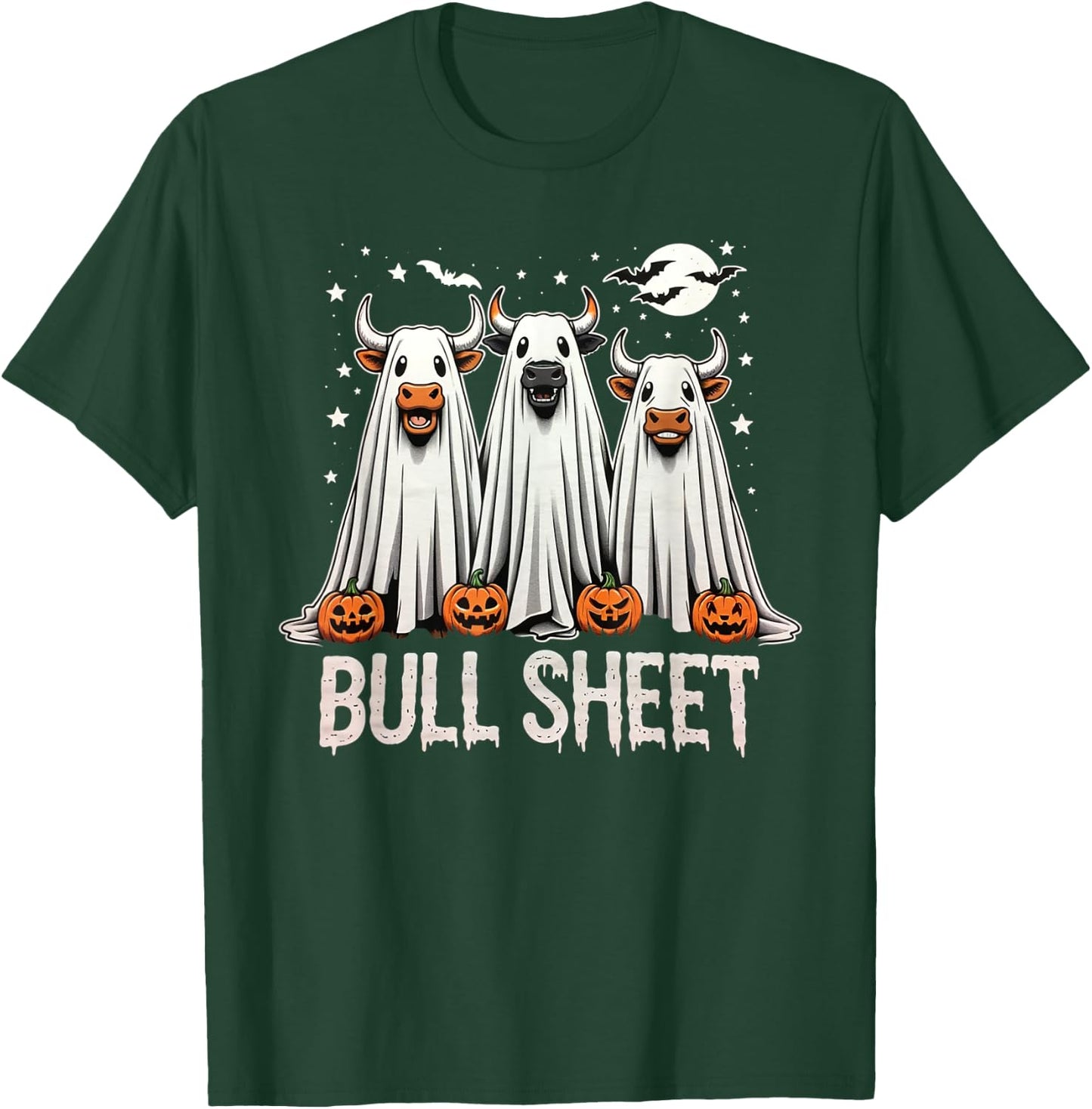 Bull Sheet: Funny Ghost Cow Halloween T-Shirt - T-Shirt | Forest