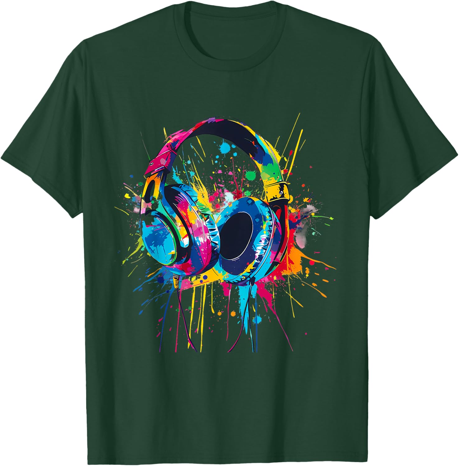 Headphones Music DJ Music Headphones Splash EDM Music Lover T-Shirt - T-Shirt | Forest