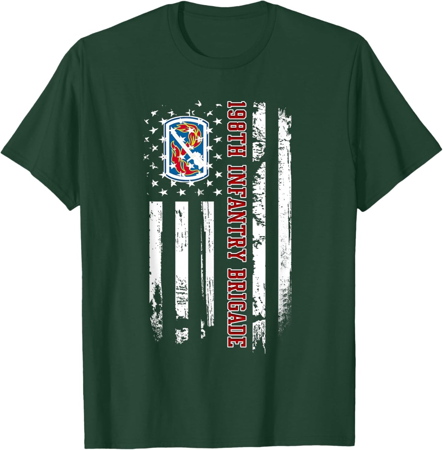 198th Infantry Brigade Veteran USA Flag Veterans Day Xmas Women Men T-Shirt - T-Shirt | Forest