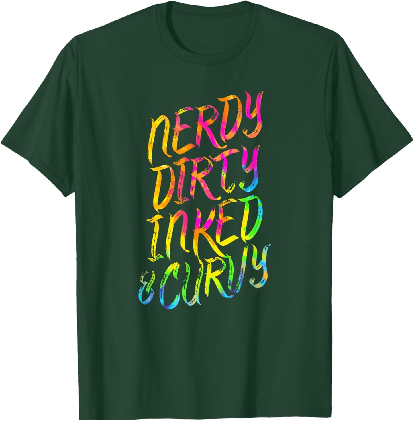 Nerdy Dirty Inked & Curvy - Tattoo Woman Girl Nerd T-Shirt - T-Shirt | Forest
