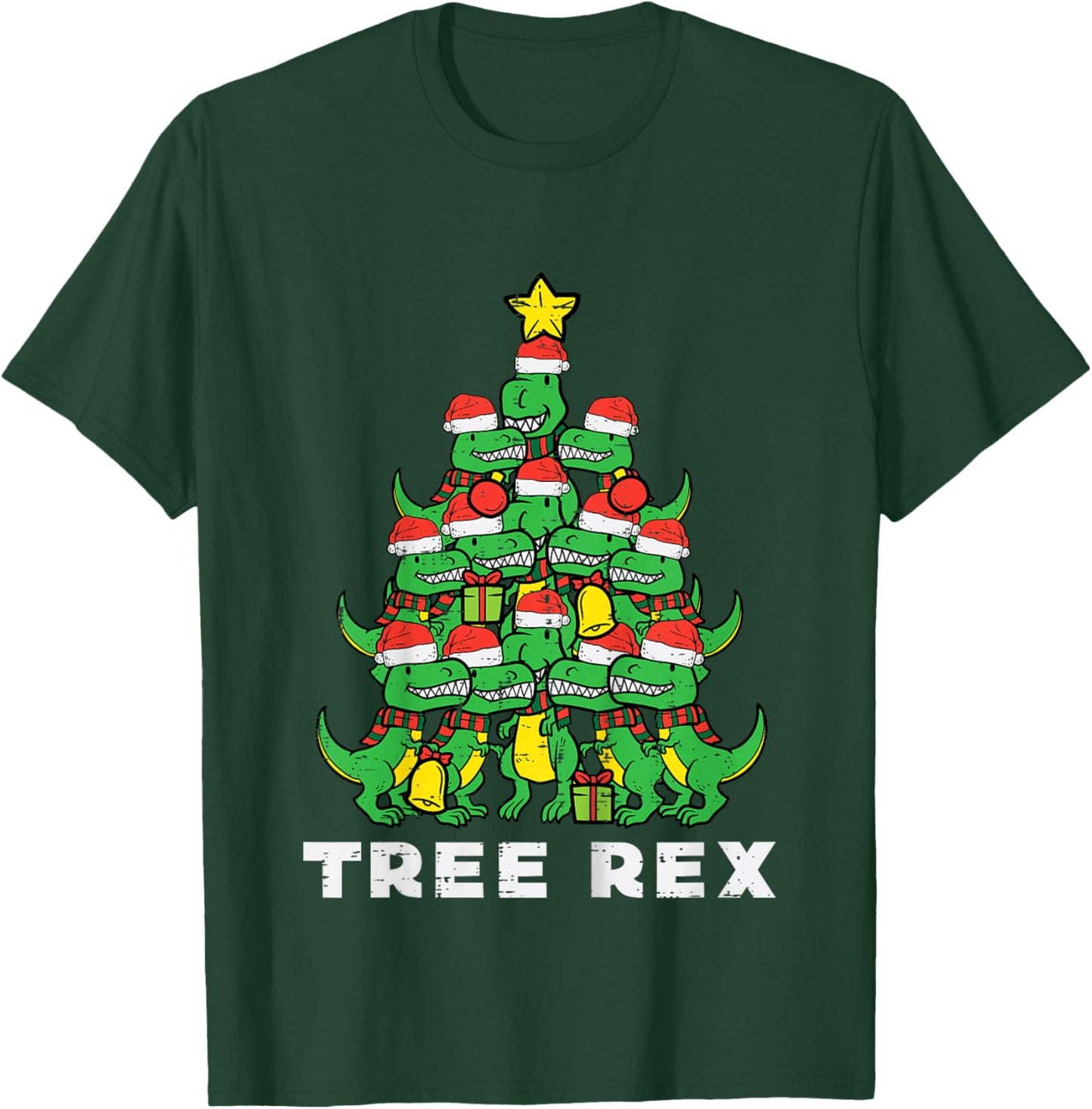 Kids Tree Rex Dinosaurs Kids Xmas Toddler Boys Christmas Pajamas T-Shirt - T-Shirt | Forest