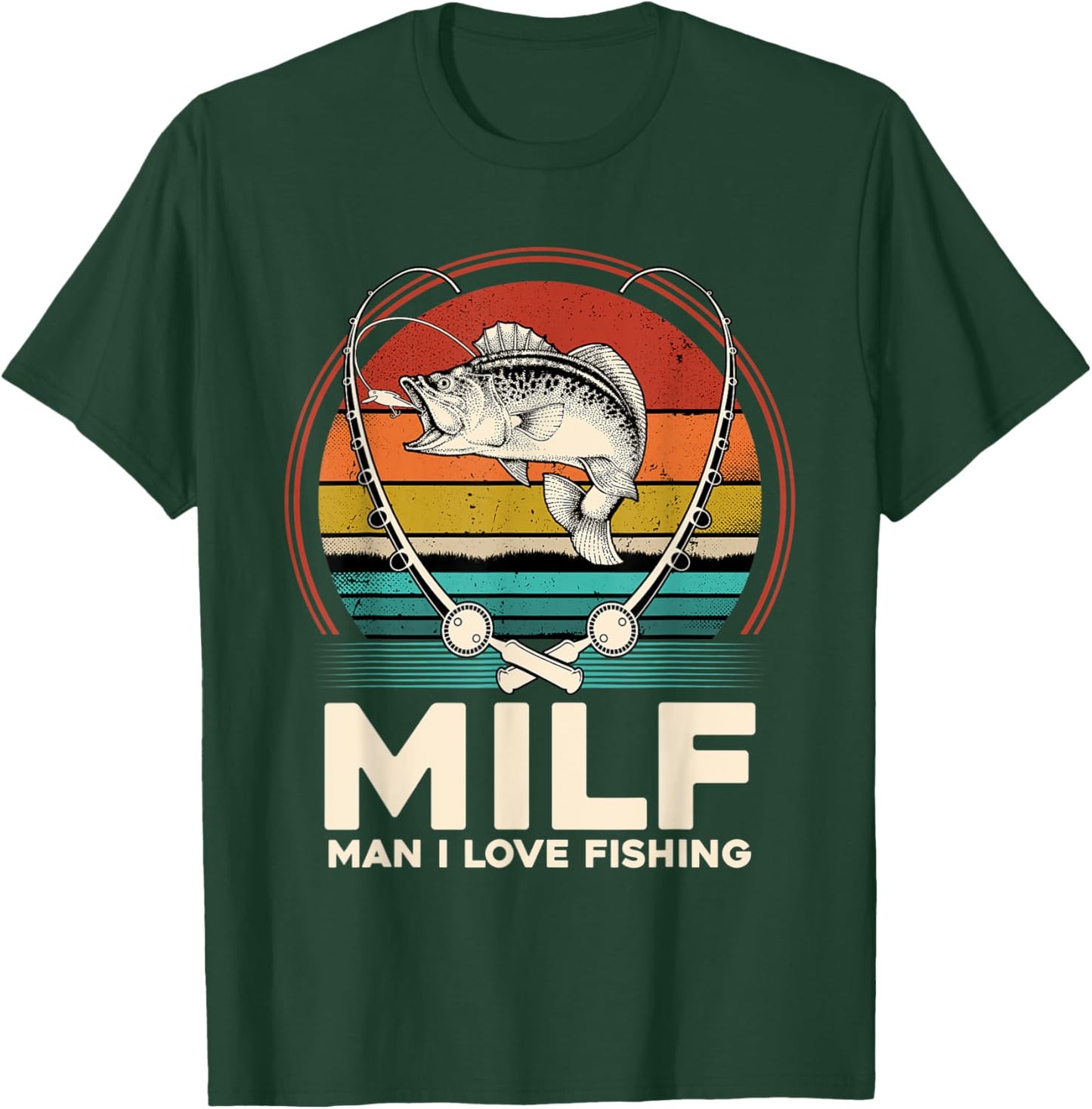 MILF Man I Love Fishing Funny Fisherman Reel Vintage Style T-Shirt - T-Shirt | Forest