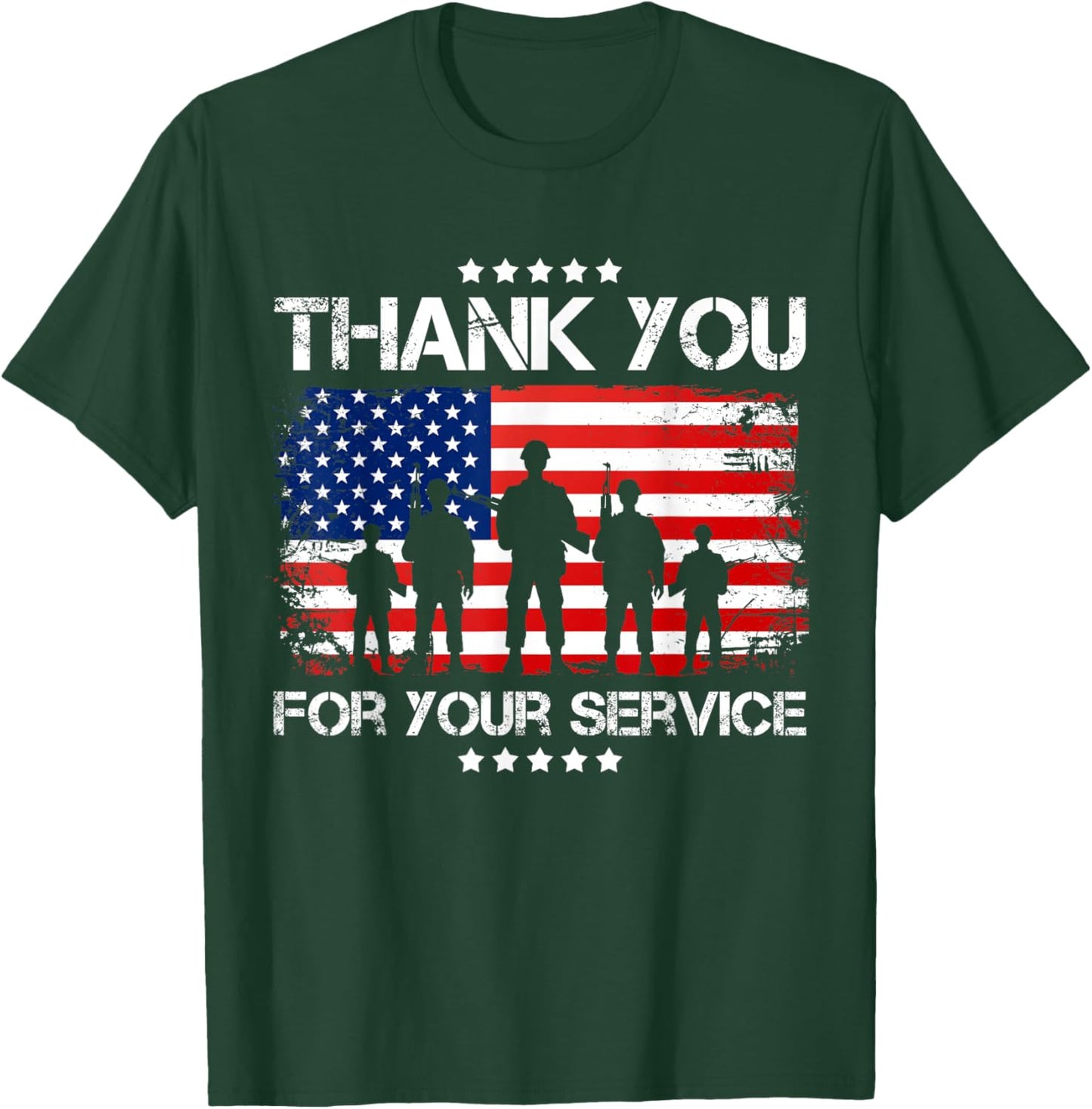 Thank You Patriotic Veteran Memorial Day 4th Of July US Flag T-Shirt - T-Shirt | Forest