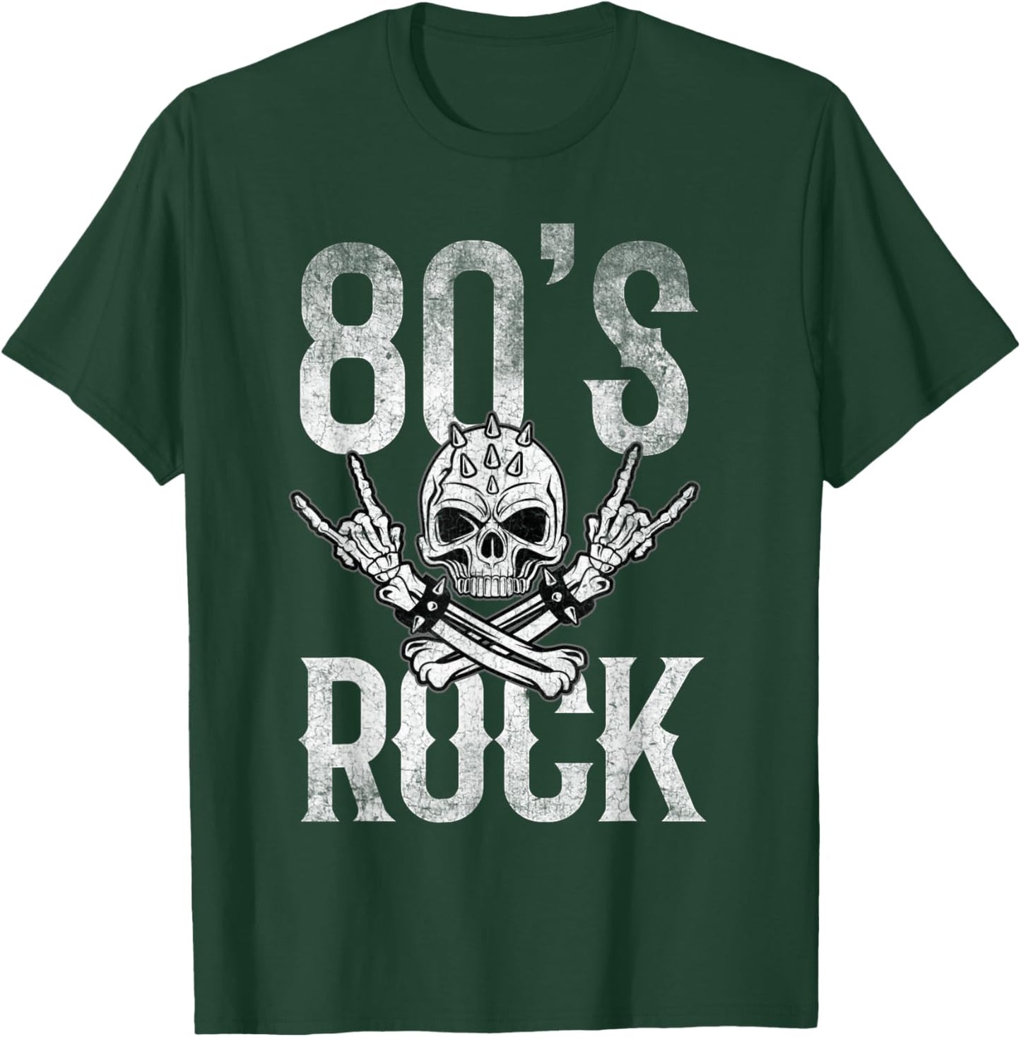 80s Rock and Roll Vintage Distressed Music Guitar Band T-Shirt - T-Shirt | Forest
