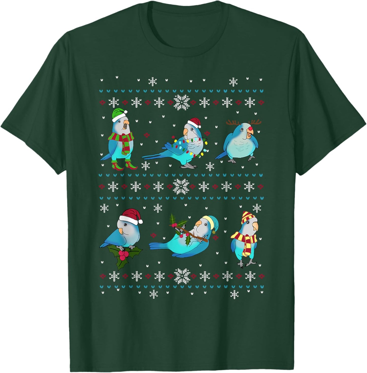 Green Quaker Ugly Christmas Sweater, Funny Parrot Owner Birb T-Shirt - T-Shirt | Forest