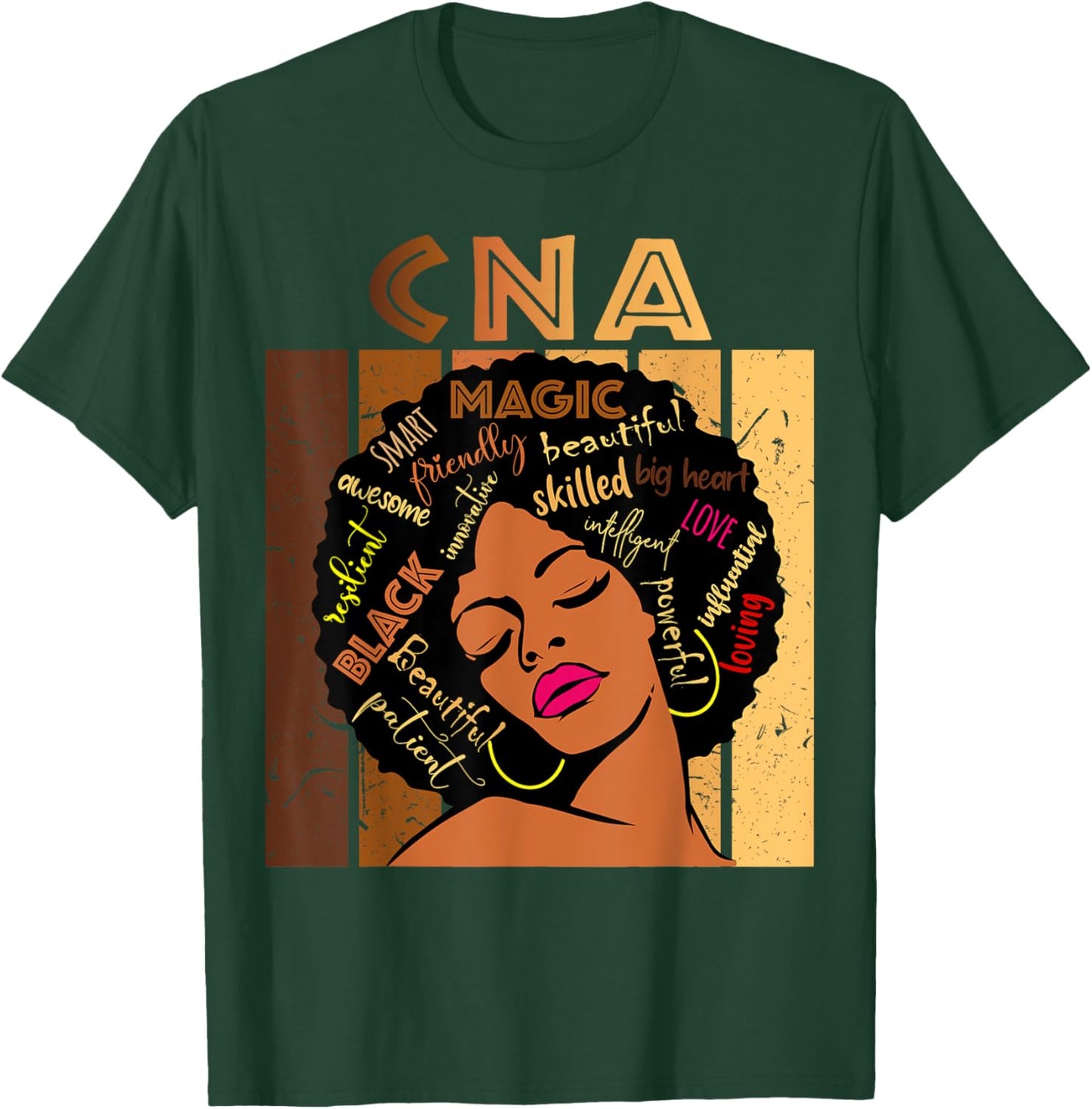 Black CNA Certified Nurse Assistant Afro African American T-Shirt - T-Shirt | Forest
