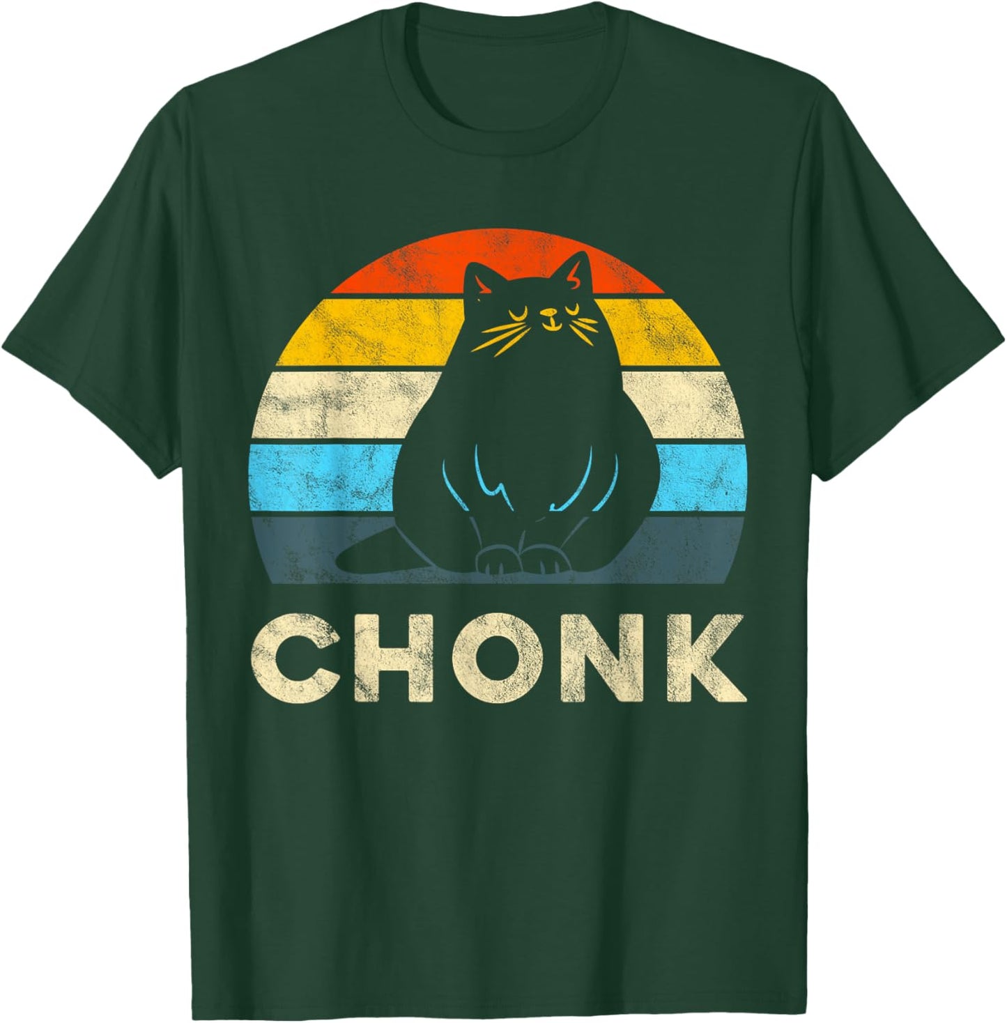 Retro Vintage Sunset Funny Cat Meme Chonk Cat for Cat Lover T-Shirt - T-Shirt | Forest