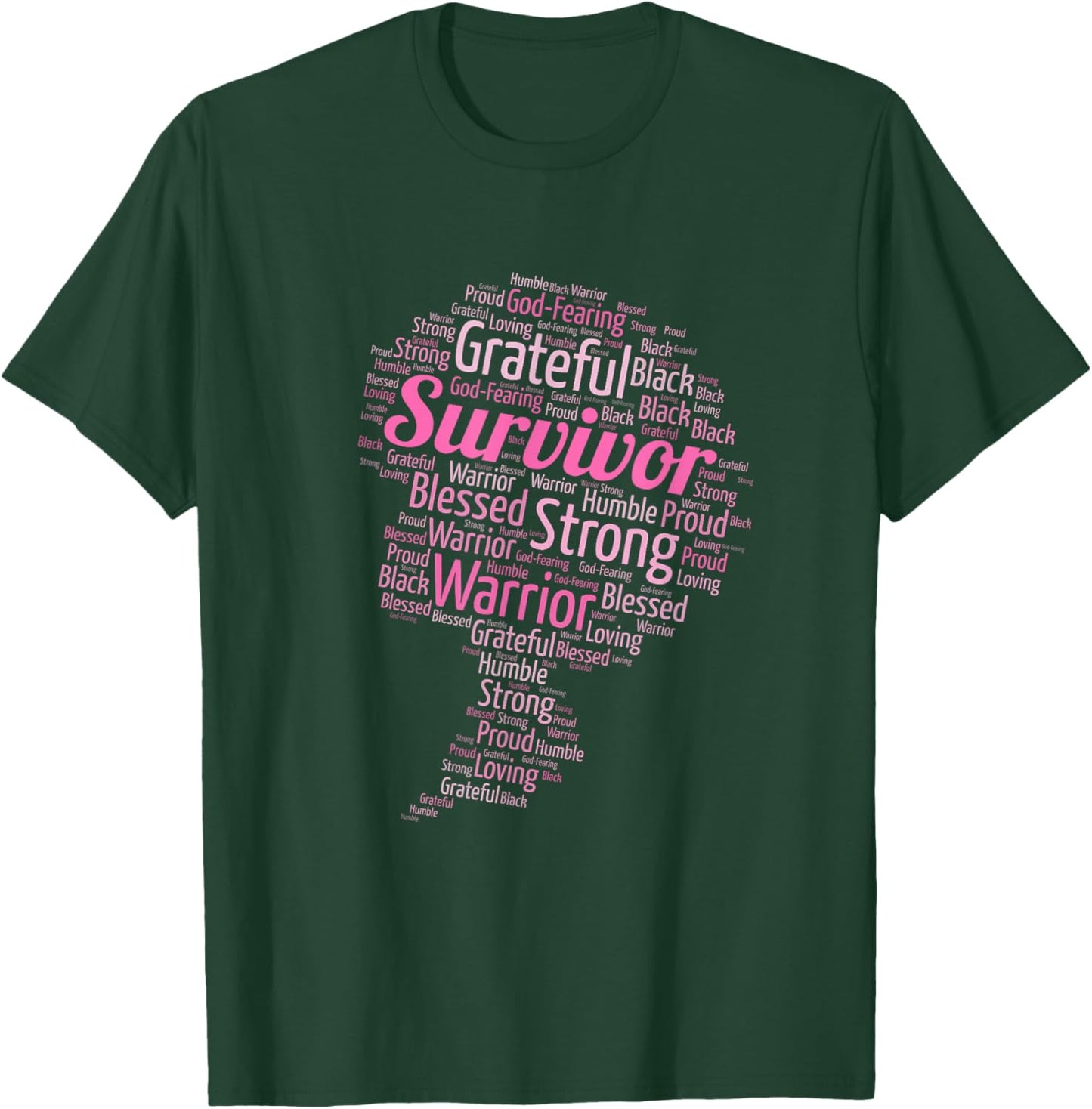 African American Breast Cancer Survivor Words in Afro T-Shirt - T-Shirt | Forest