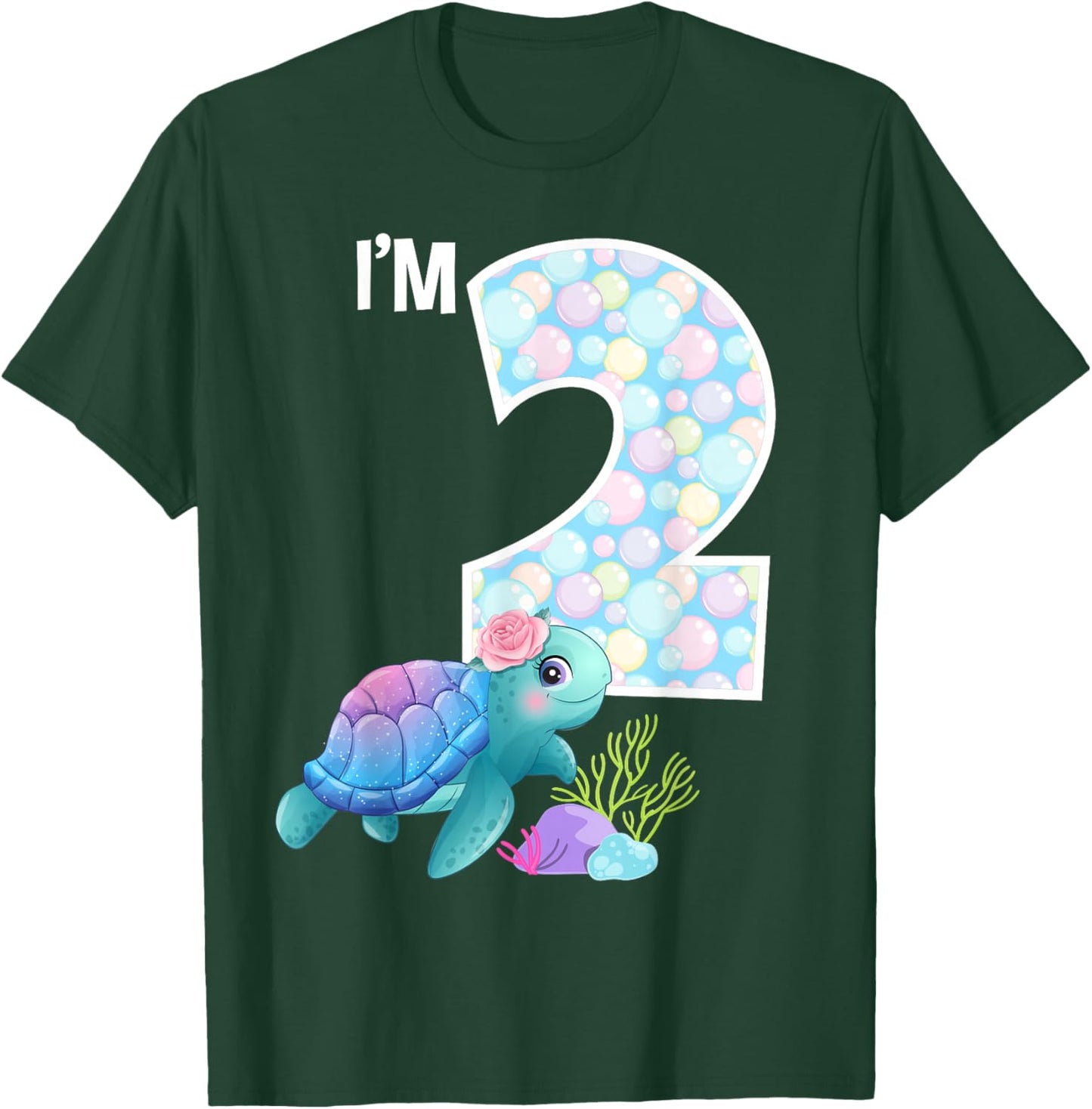 Sea Turtle Birthday I'm 2 Ocean Aquarium Theme 2nd Birthday T-Shirt - T-Shirt | Forest