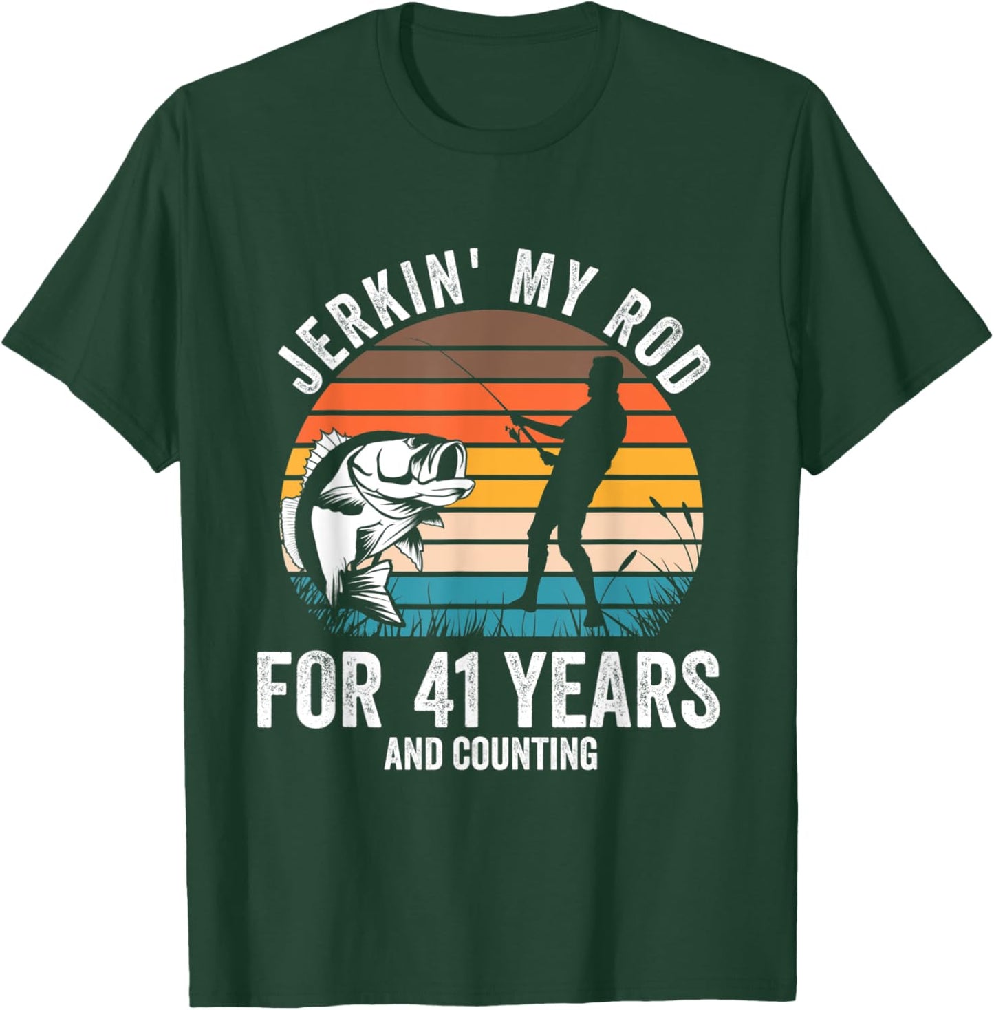 41st Birthday Gift Fisherman Men Funny Fishing 41 Bday T-Shirt - T-Shirt | Forest