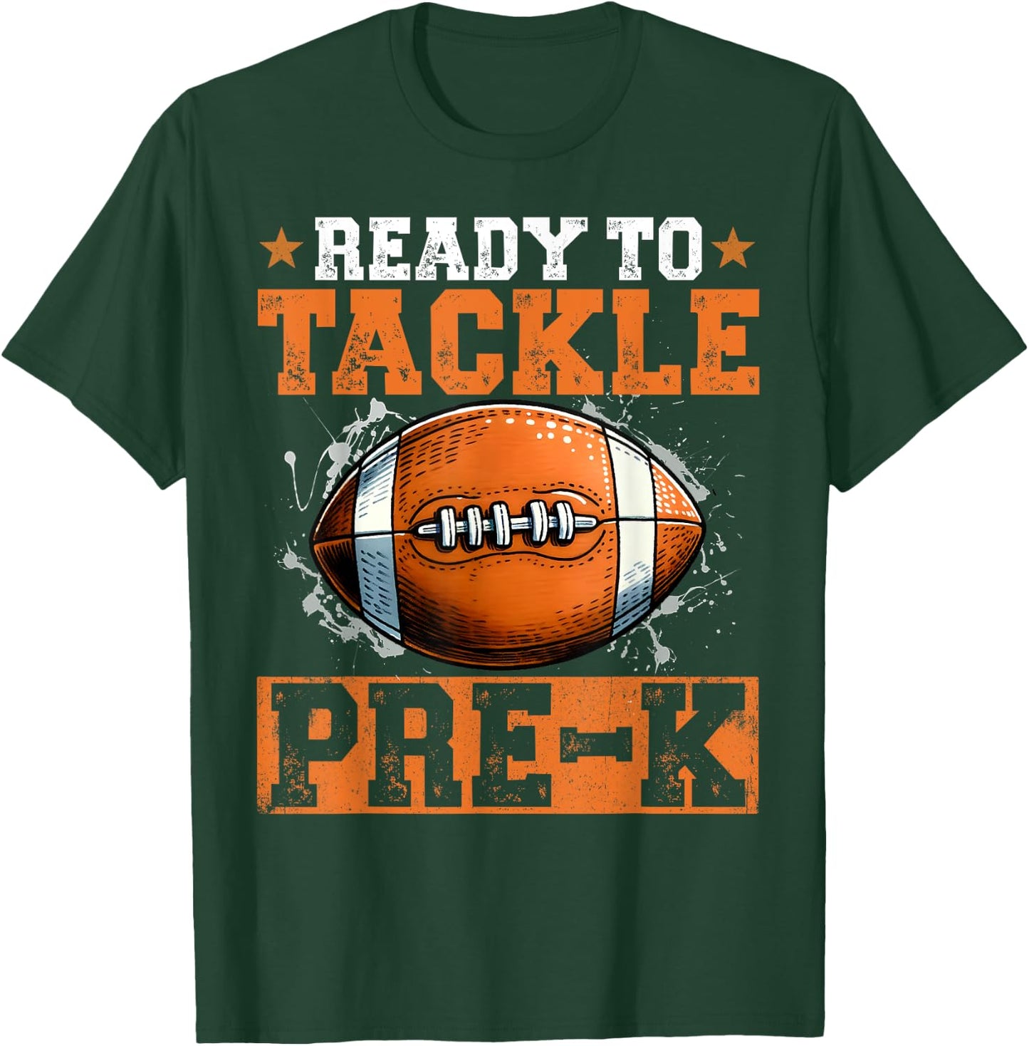 Ready To Tackle Pre-k Retro Football Love 1st Day School T-Shirt - T-Shirt | Forest