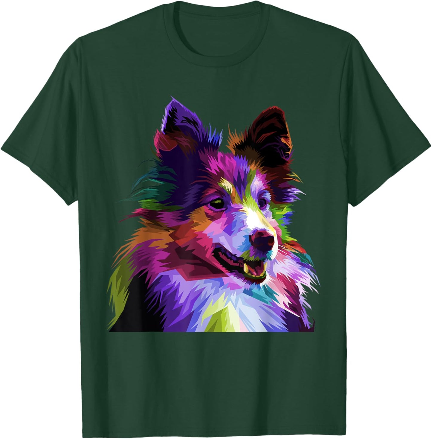 Sheltie Rough Collie Colorful Pop Art Portrait Dog Owners T-Shirt - T-Shirt | Forest