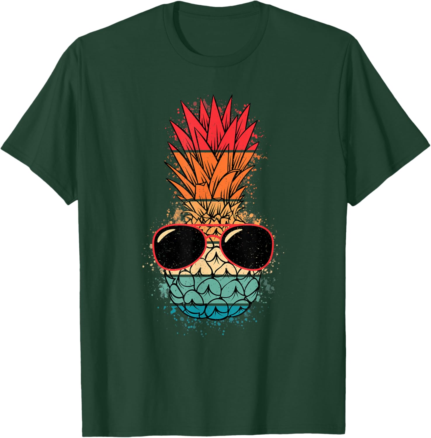 Tropical Hawaiian Pineapple Sunglasses Funny Men Women Kids T-Shirt - T-Shirt | Forest