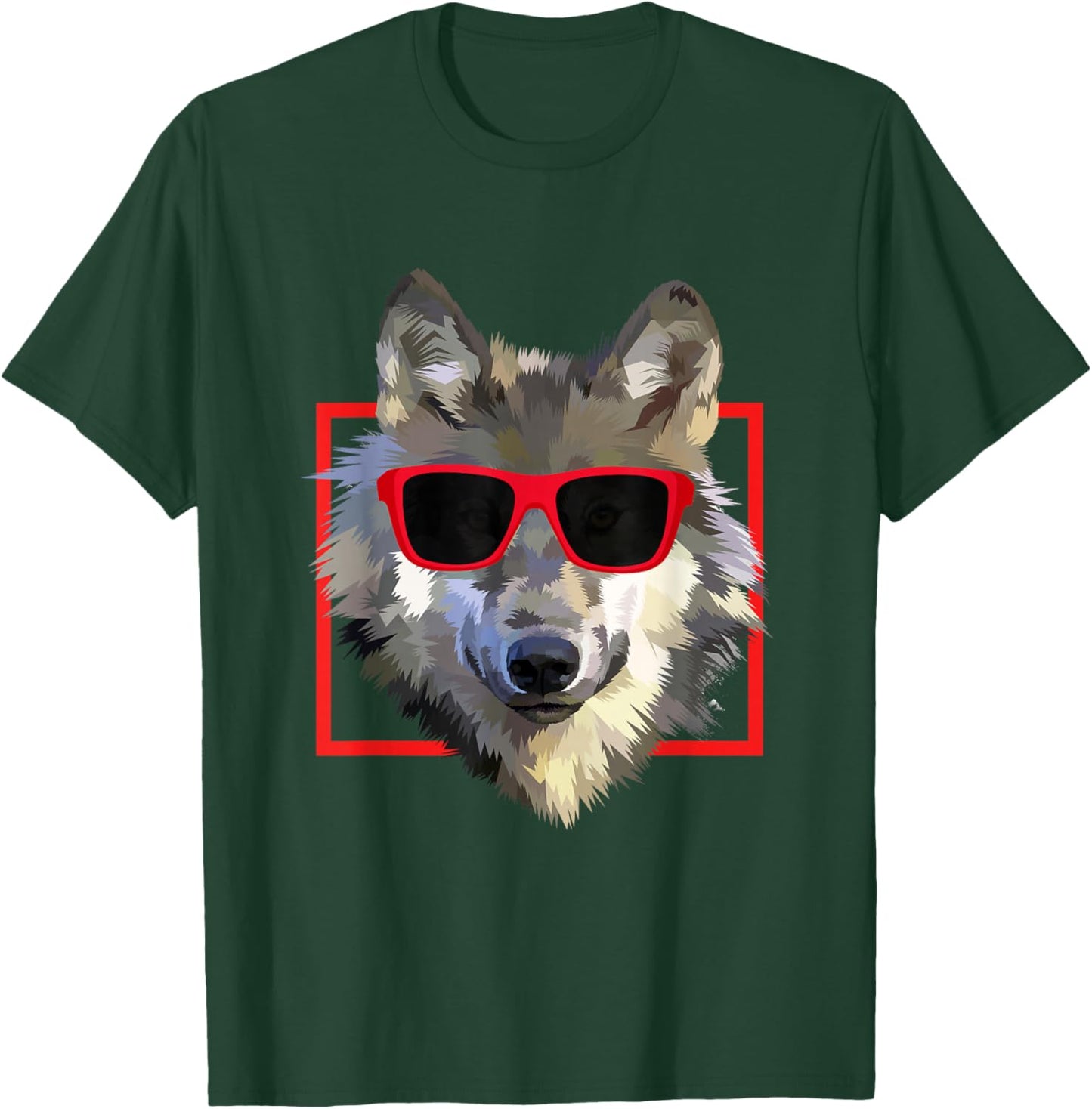 Wolves Animal Wolf in Cool Sunglass Frame Funny Gift T-Shirt - T-Shirt | Forest