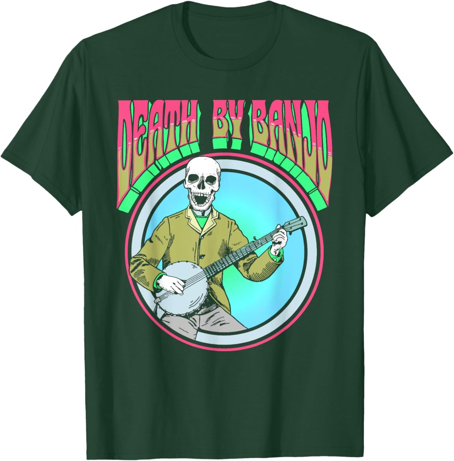 Death By Banjo Vintage Skeleton Bluegrass Folk Psychedelic T-Shirt - T-Shirt | Forest