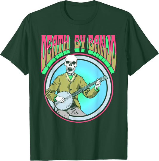 Death By Banjo Vintage Skeleton Bluegrass Folk Psychedelic T-Shirt - T-Shirt | Forest