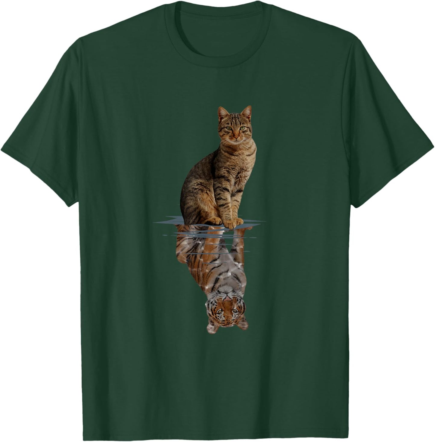 Cats Tiger Reflection Mirror Animal Cats Lovers T-Shirt - T-Shirt | Forest