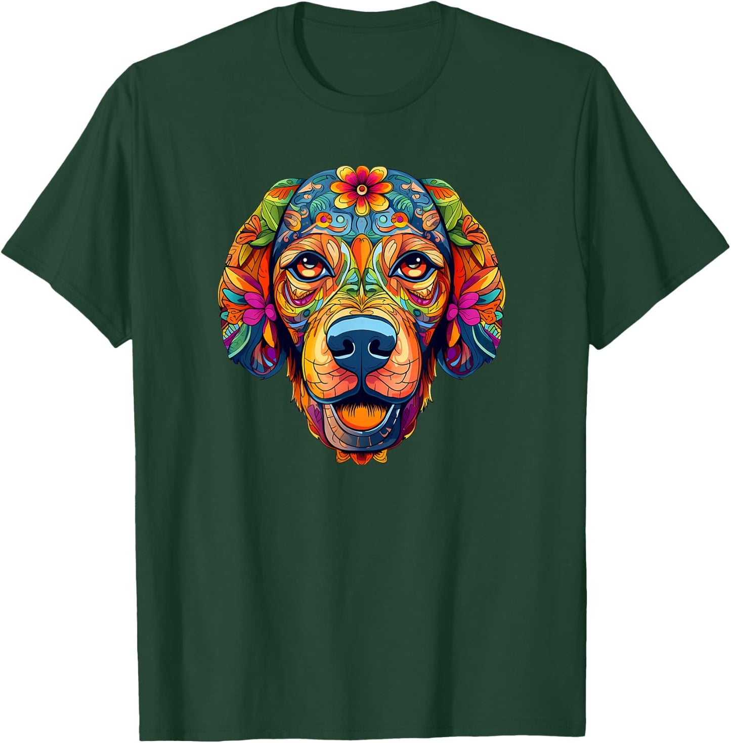 Halloween, Golden Retriever, Sugar Skull, Dogs, Flowers T-Shirt - T-Shirt | Forest
