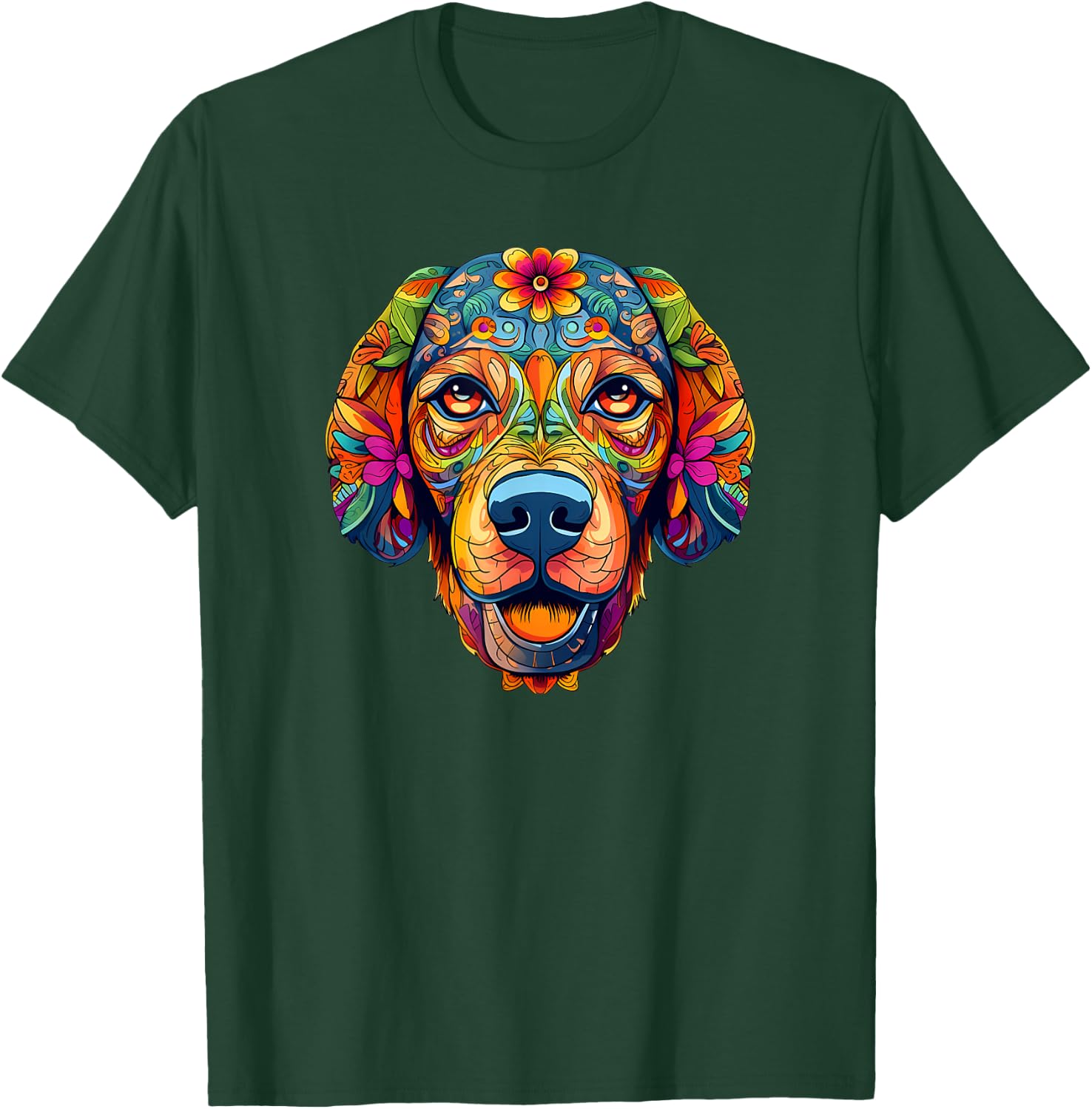 Halloween, Golden Retriever, Sugar Skull, Dogs, Flowers T-Shirt - T-Shirt | Forest